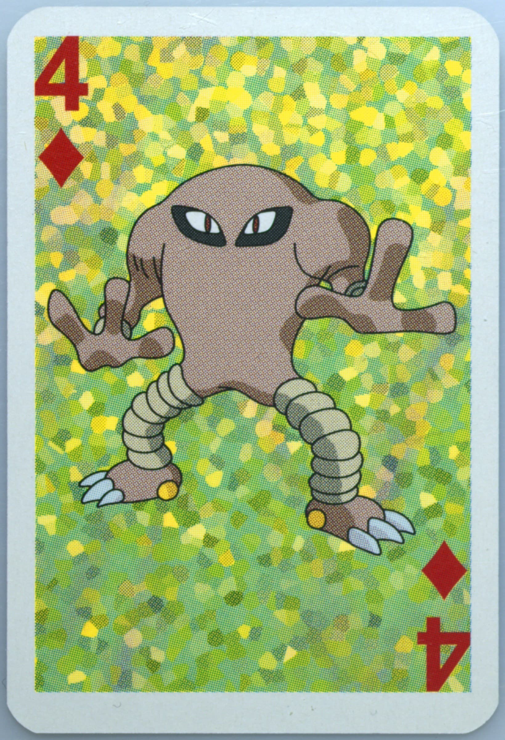 Hitmonlee 4 of Diamonds 1999 Bicycle Pokemon Mini Playing Cards Green Deck