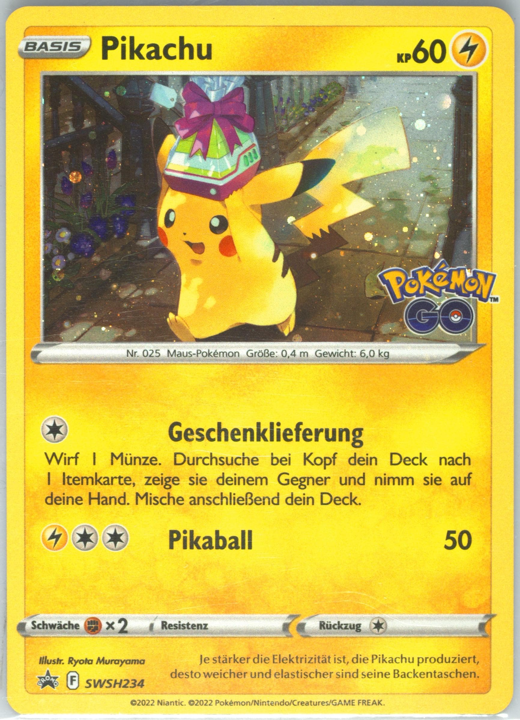 Pikachu-Holo Pokemon Go Tins-German (234) 2022 Pokemon Swsh Black Star Promo