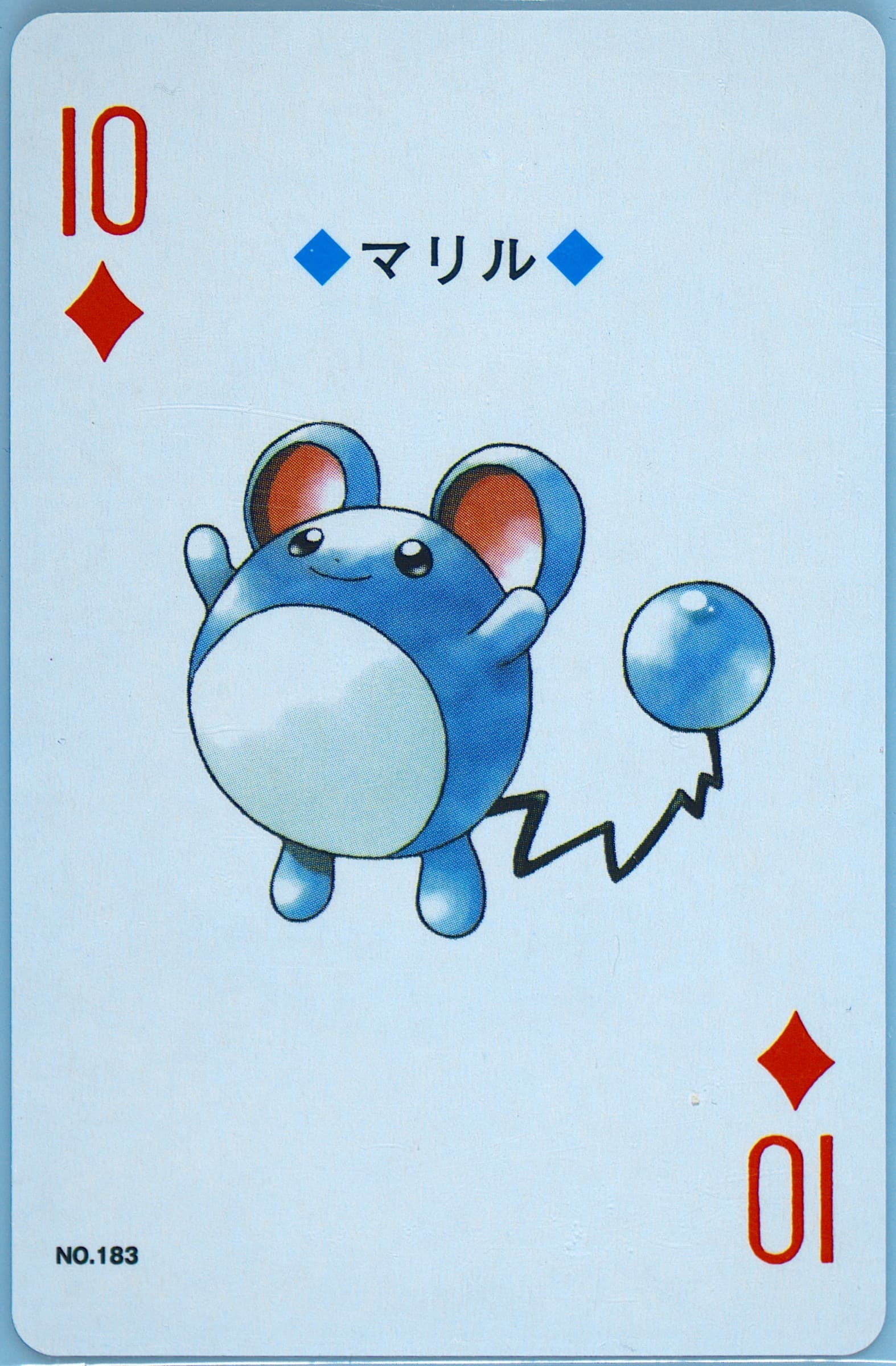 Marill 10 of Diamonds (183) 2000 Pokemon Gold Version Playing Cards