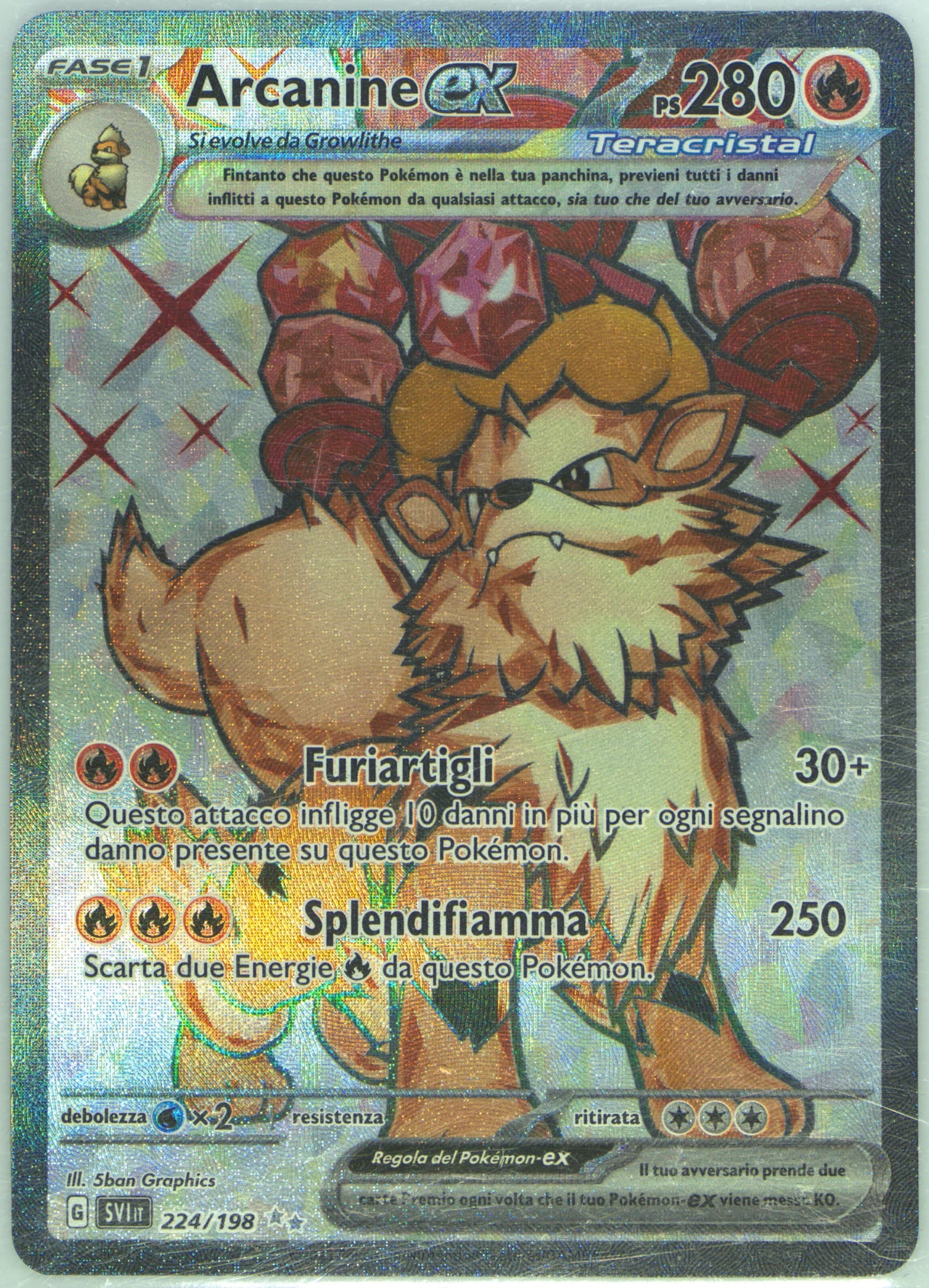 Arcanine EX Ultra Rare (224) 2023 Pokemon Italian Svi It-Scarlet & Violet