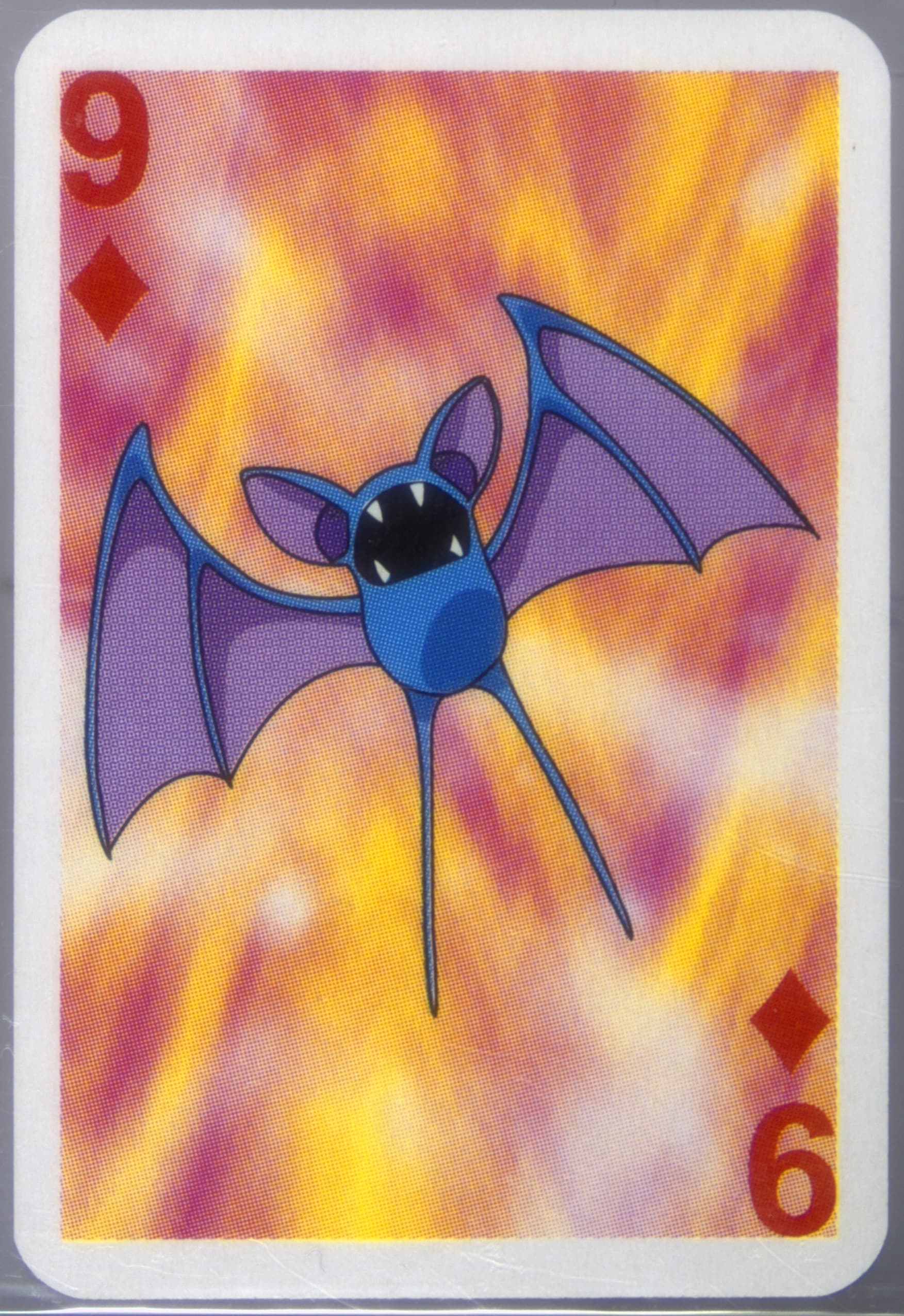 Zubat 9 of Diamonds 1999 Bicycle Pokemon Mini Playing Cards Red Deck