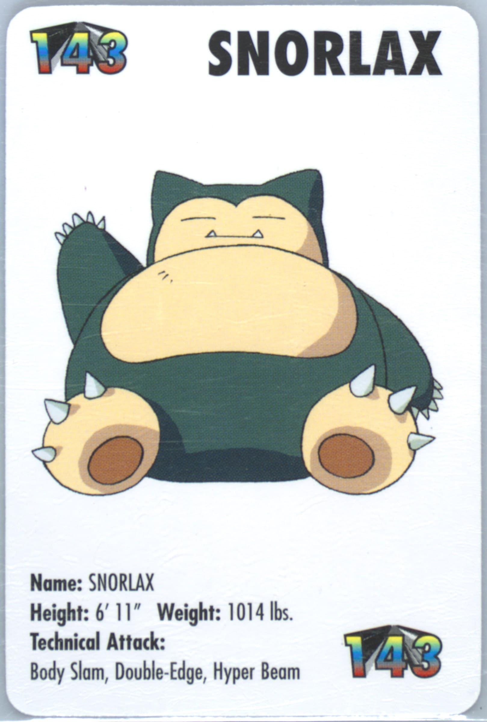 Snorlax (143) 1998 Kfc Pokemon Card Game