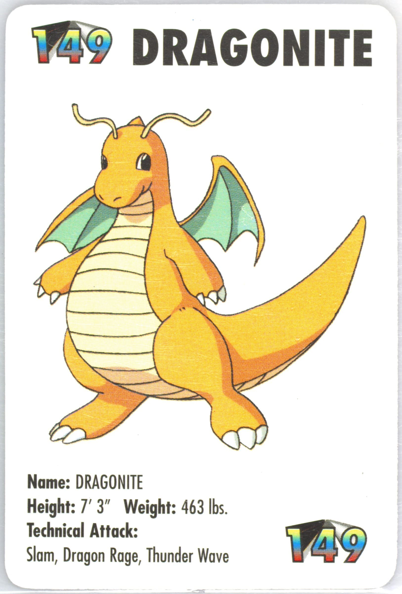 Dragonite (149) 1998 Kfc Pokemon Card Game