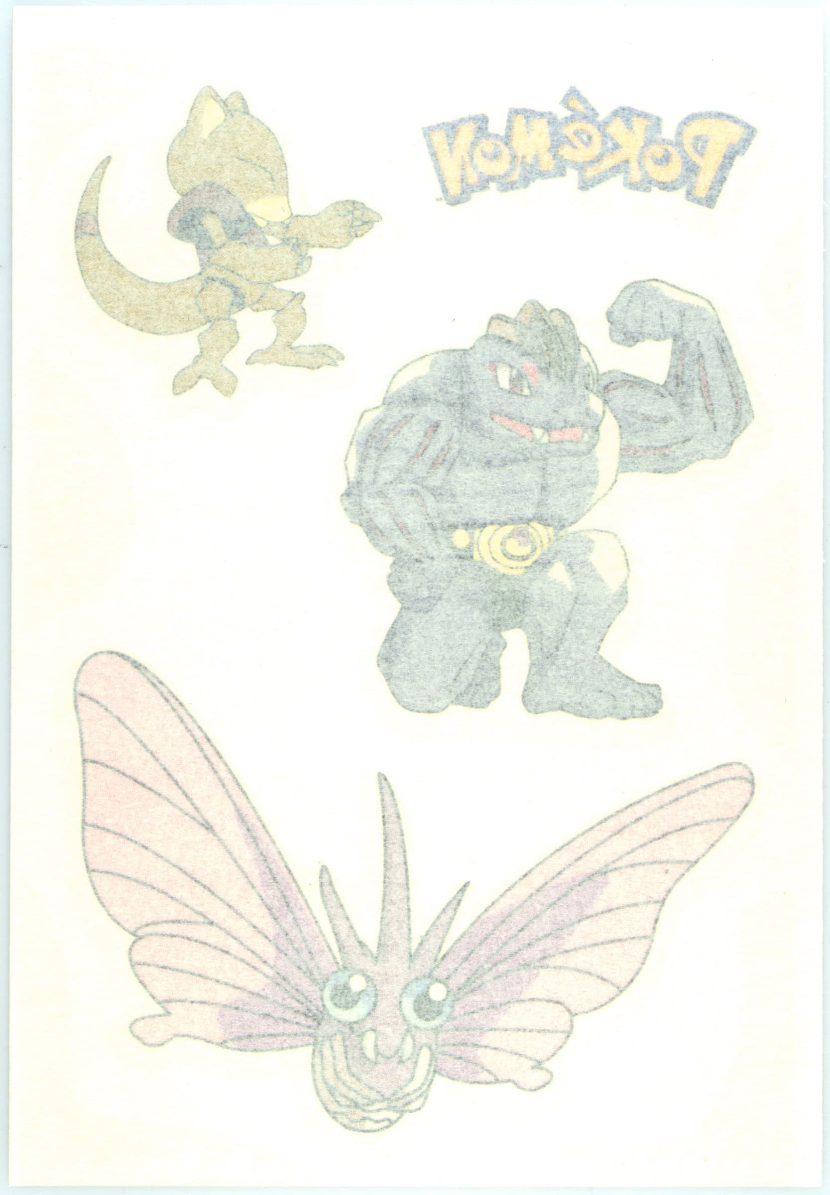 Abra/Machoke/Venomoth With Coating (15) 2000 Merlin Pokemon Tattoos