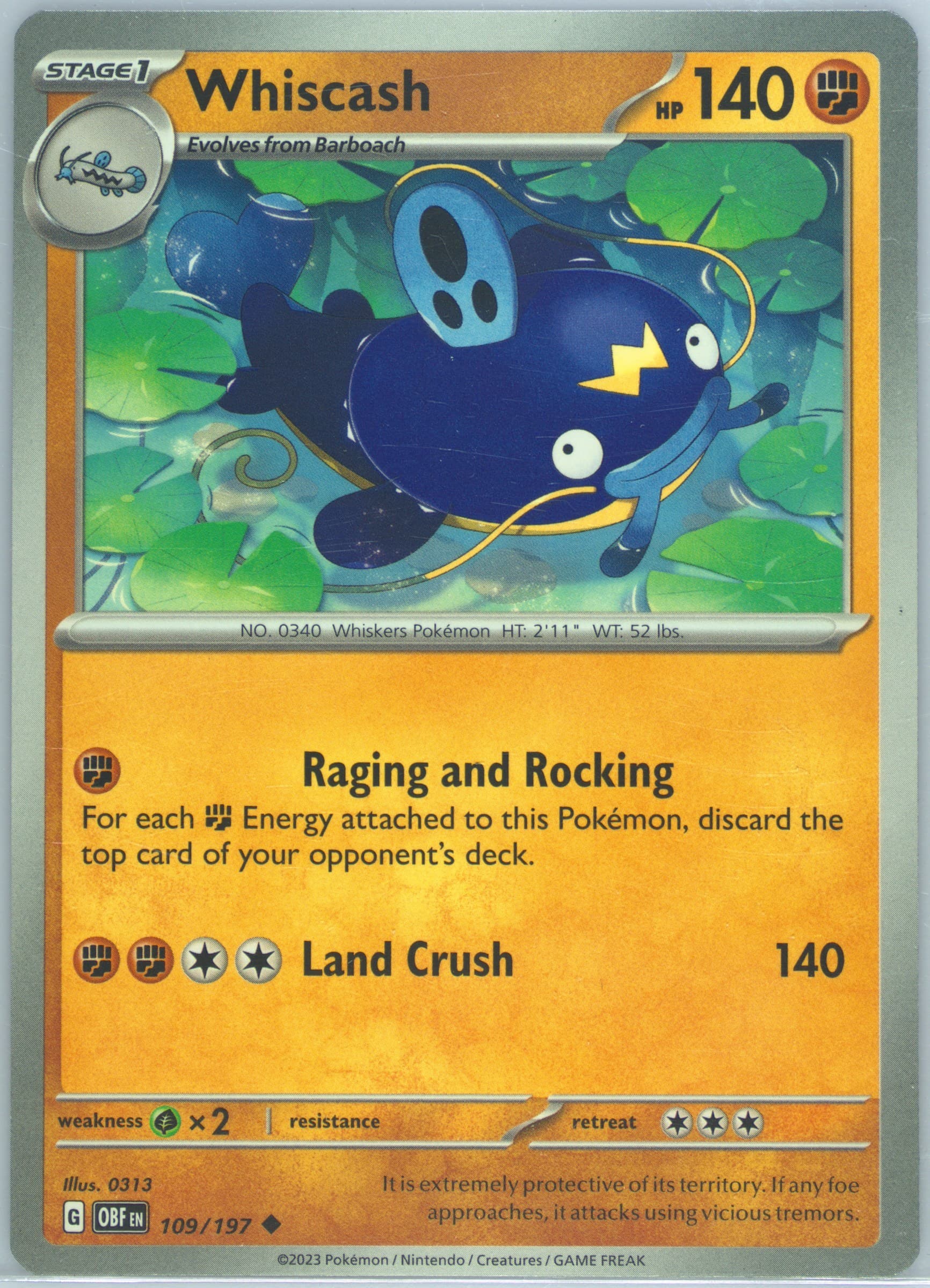 Whiscash (109) 2023 Pokemon Obf EN-Obsidian Flames
