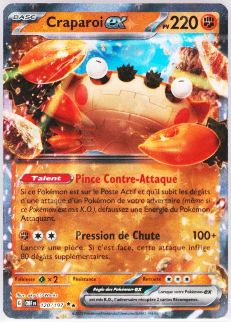 Klawf EX (120) 2023 Pokemon French Obf FR-Obsidian Flames