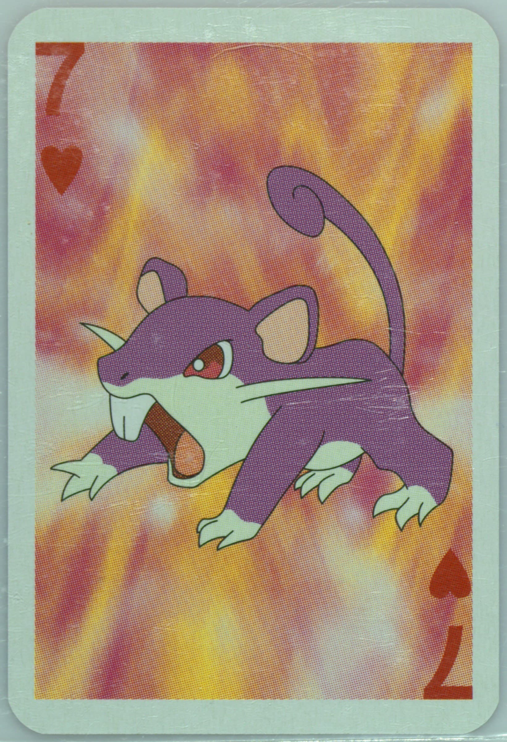Rattata 7 of Hearts 1999 Bicycle Pokemon Mini Playing Cards Red Deck