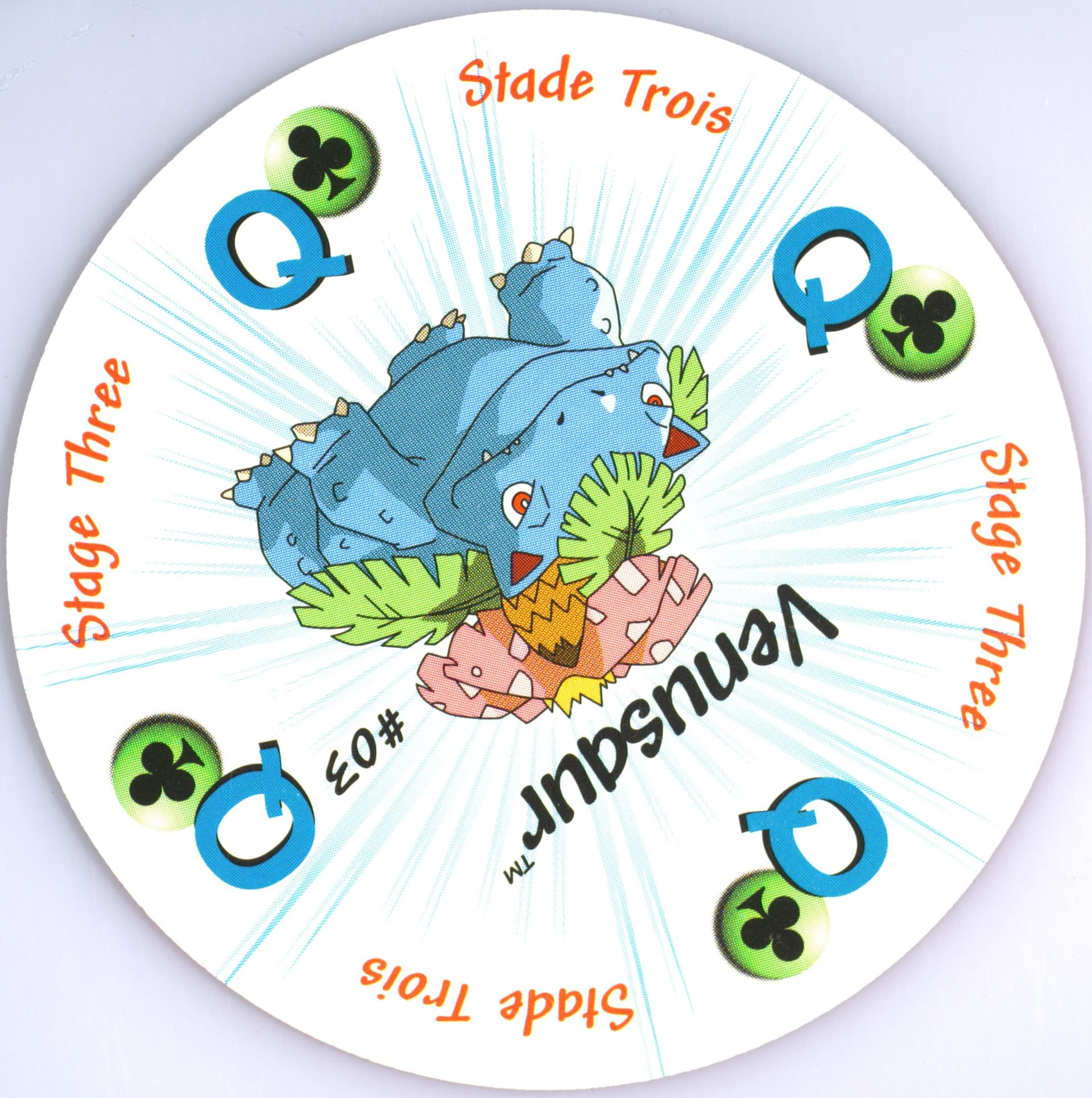 Venusaur Queen of Clubs-French (3) 1999 Pokemon Rummy