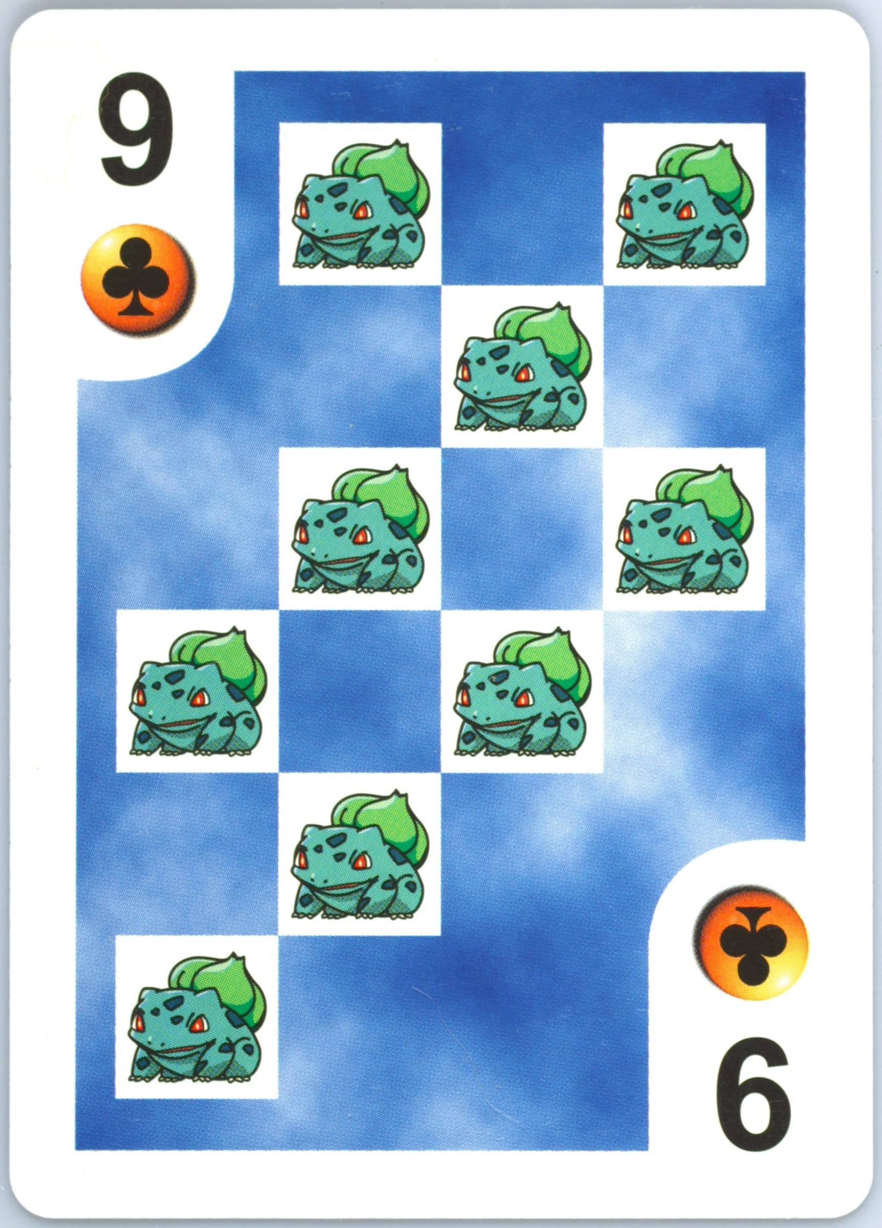 Bulbasaur 9 of Clubs 1999 Bicycle Pokemon Playing Cards