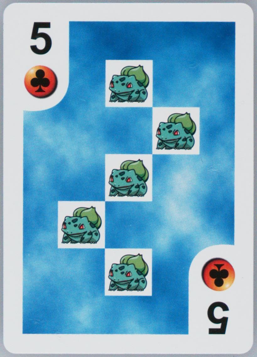 Bulbasaur 5 of Clubs 1999 Bicycle Pokemon Playing Cards