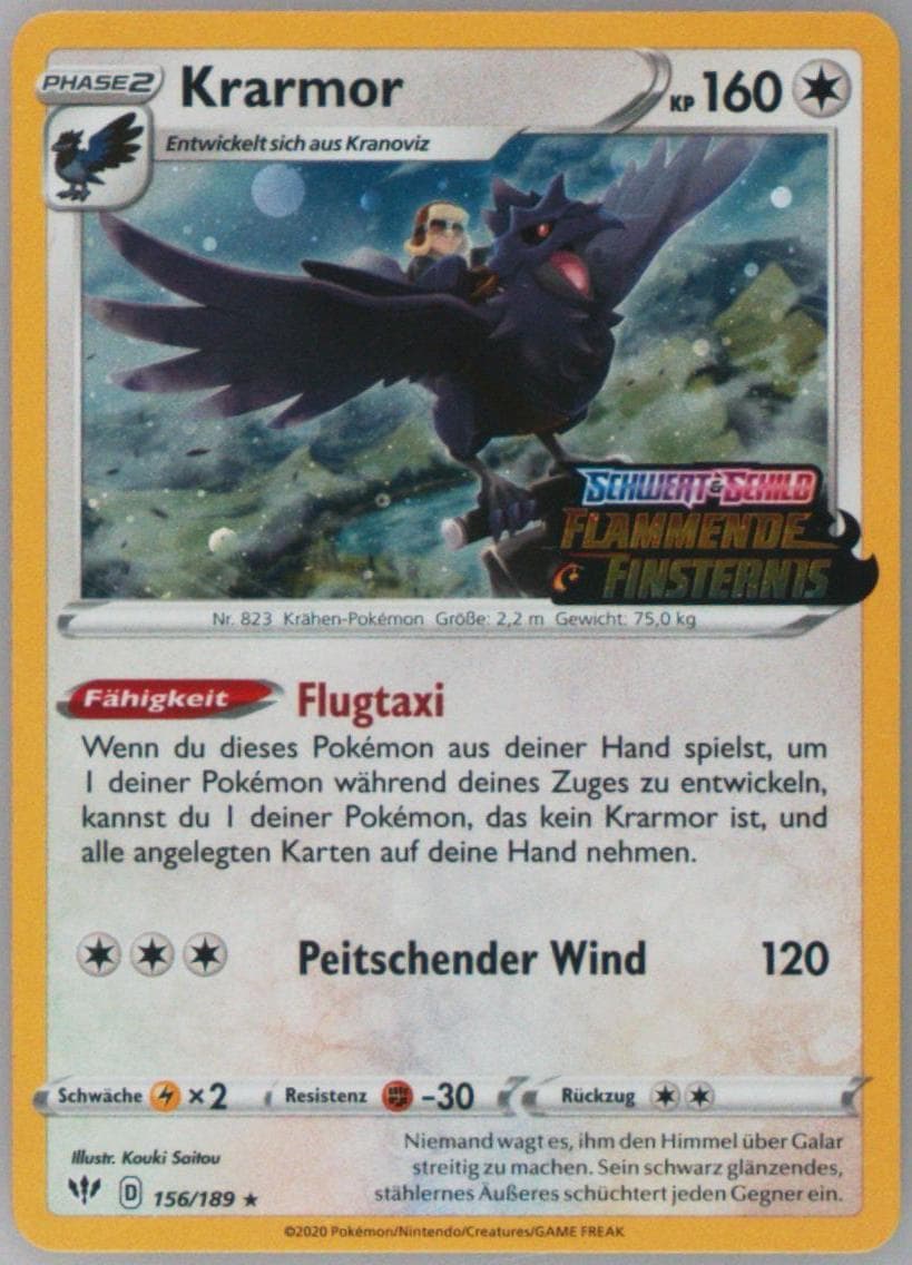 Krarmor-Holo Cosmos-German (156) 2020 Pokemon Sword & Shield Darkness Ablaze
