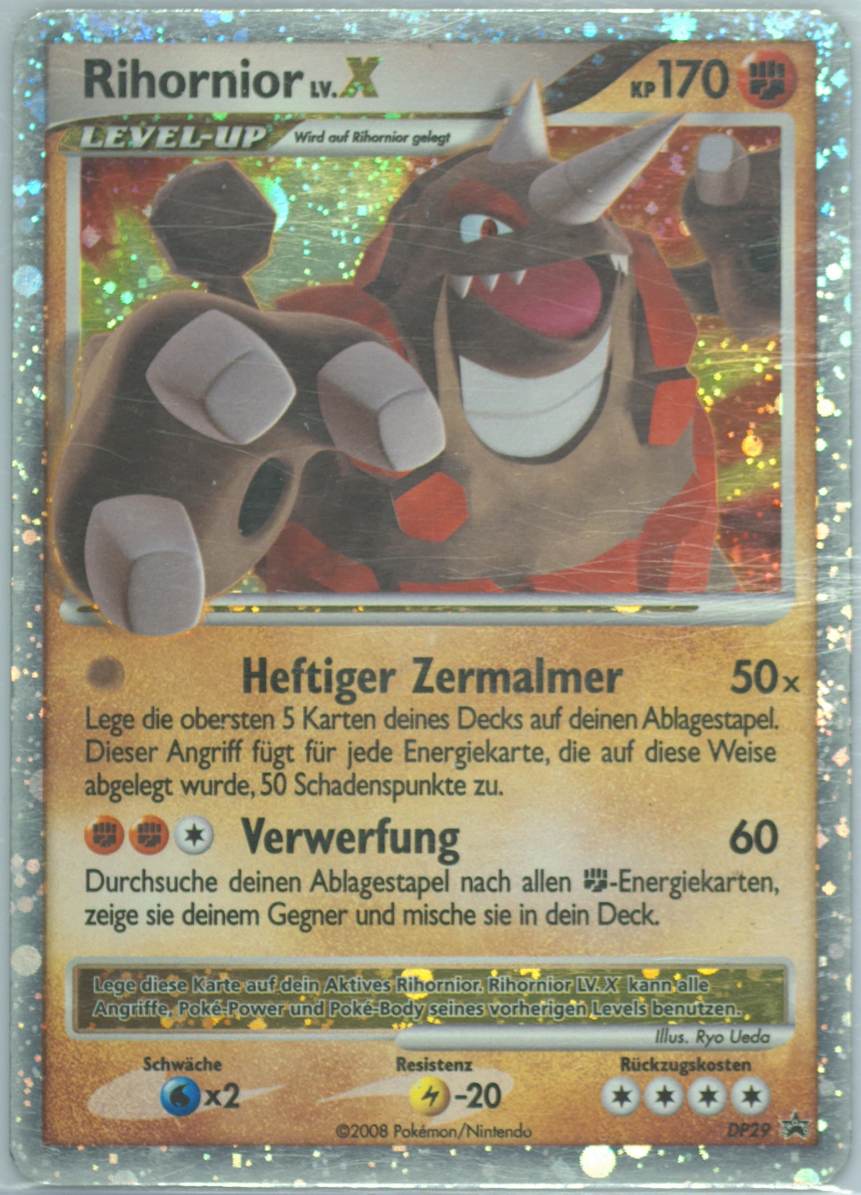 Rihornior LV.X-Holo Fall Tin-German (DP29) 2008 Pokemon Diamond & Pearl Black Star Promo
