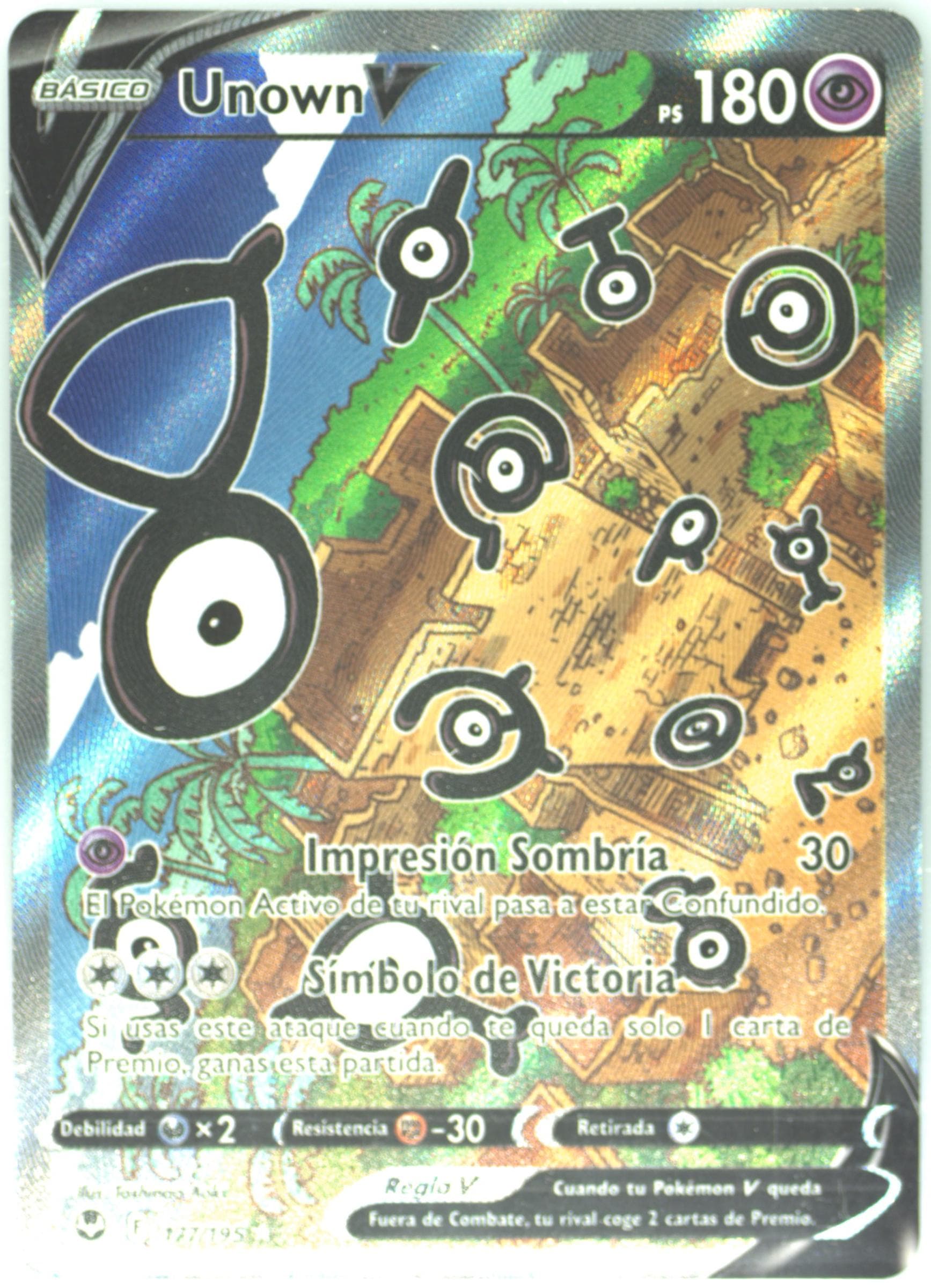 Full Art/Unown V Spanish (177) 2022 Pokemon Sword & Shield Silver Tempest