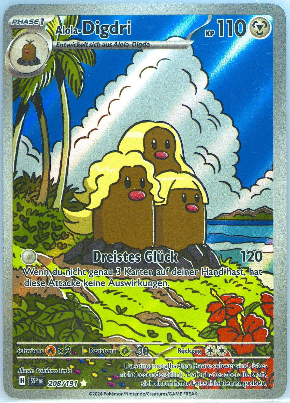 Alolan Dugtrio Illustration Rare (208) 2024 Pokemon German Ssp de-Surging Sparks