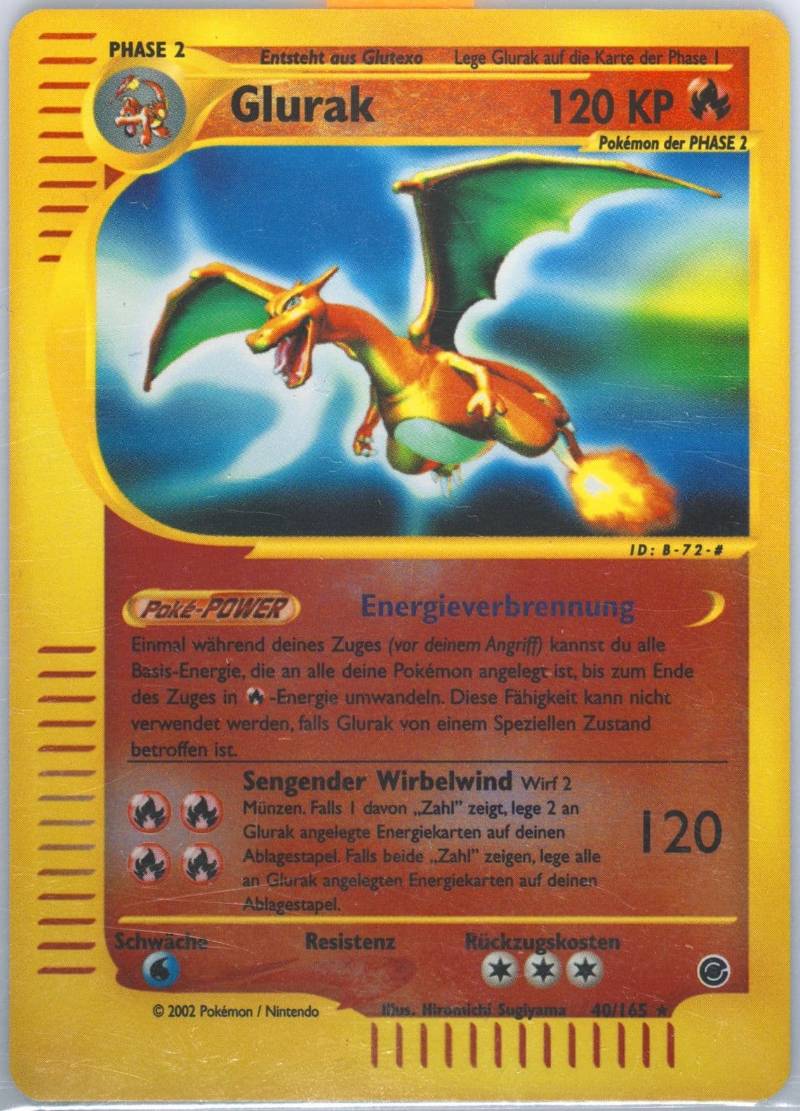 Glurak-Reverse Foil German (40) 2002 Pokemon Expedition