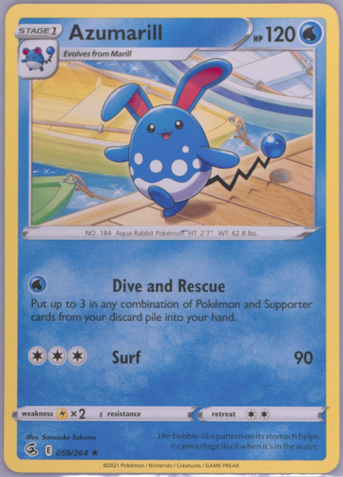 Azumarill (059) 2021 Pokemon Sword & Shield Fusion Strike