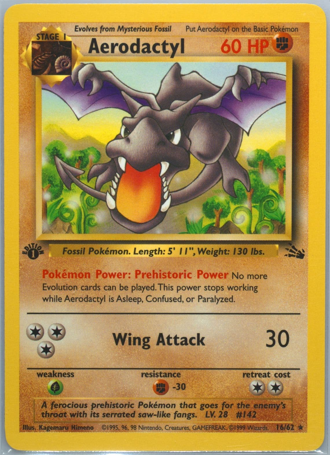 Aerodactyl 1st Edition (16) 1999 Pokemon Fossil