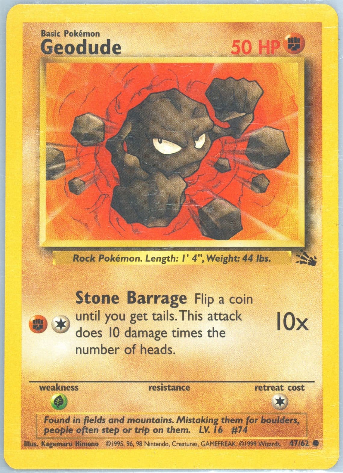 Geodude (47) 1999 Pokemon Fossil