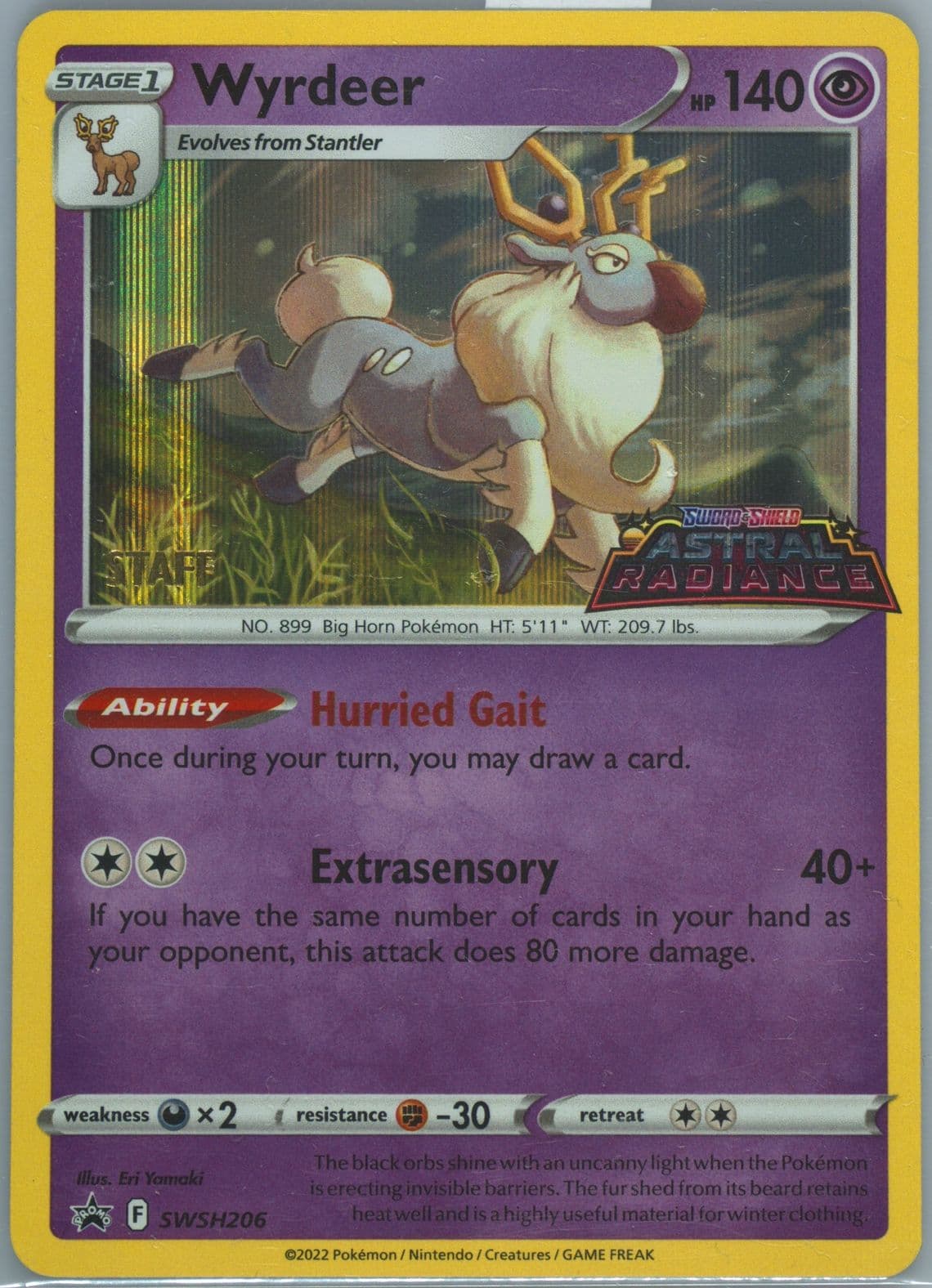 Wyrdeer-Holo Prerelease-Staff (206) 2023 Pokemon Swsh Black Star Promo