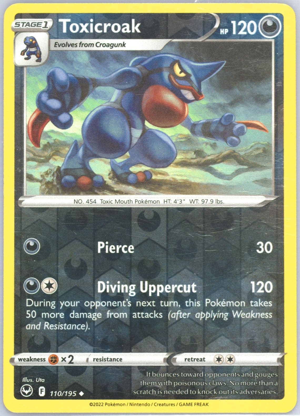 Toxicroak-Reverse Foil (110) 2022 Pokemon Sword & Shield Silver Tempest