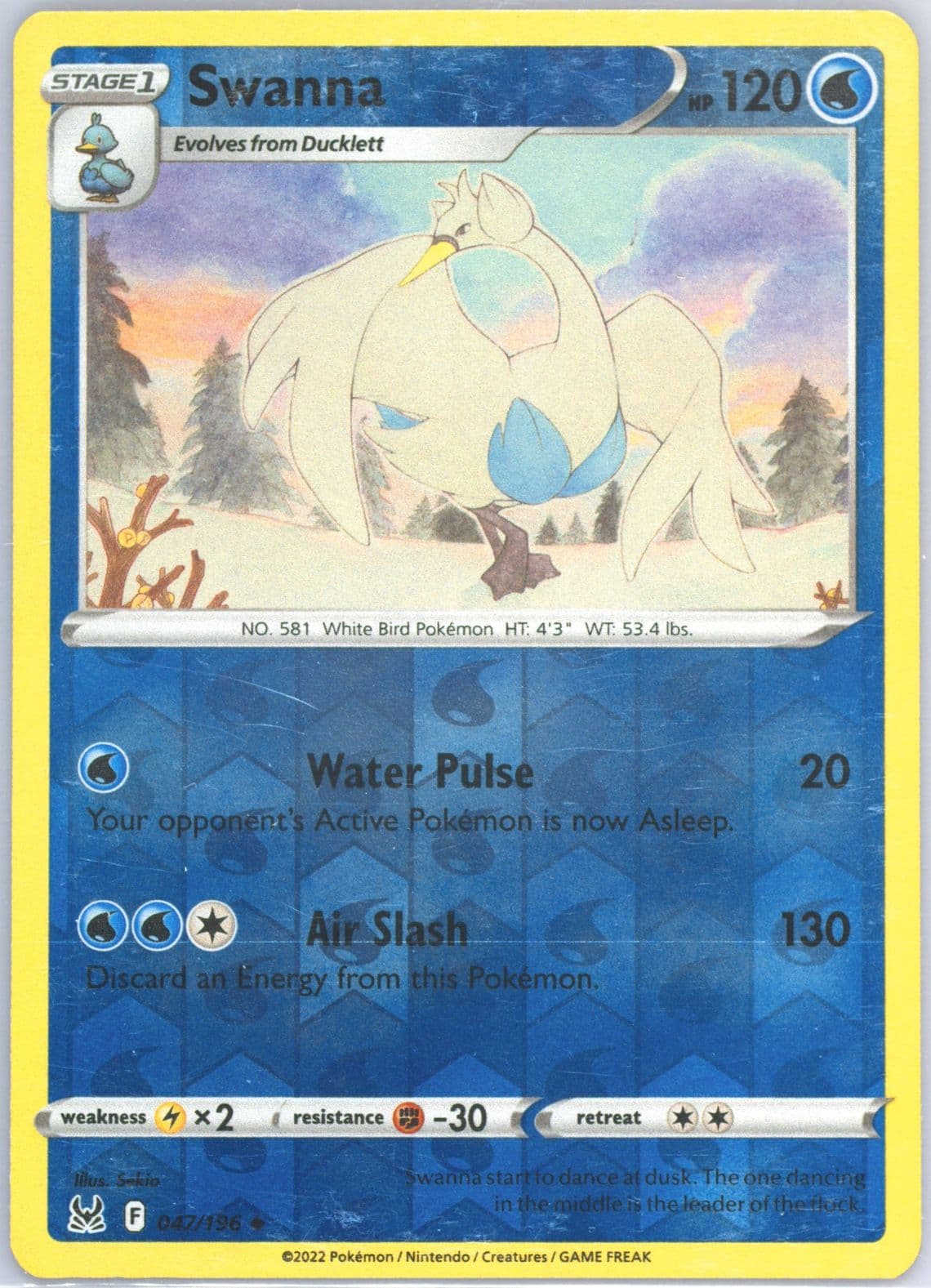 Swanna-Reverse Foil (047) 2022 Pokemon Sword & Shield Lost Origin