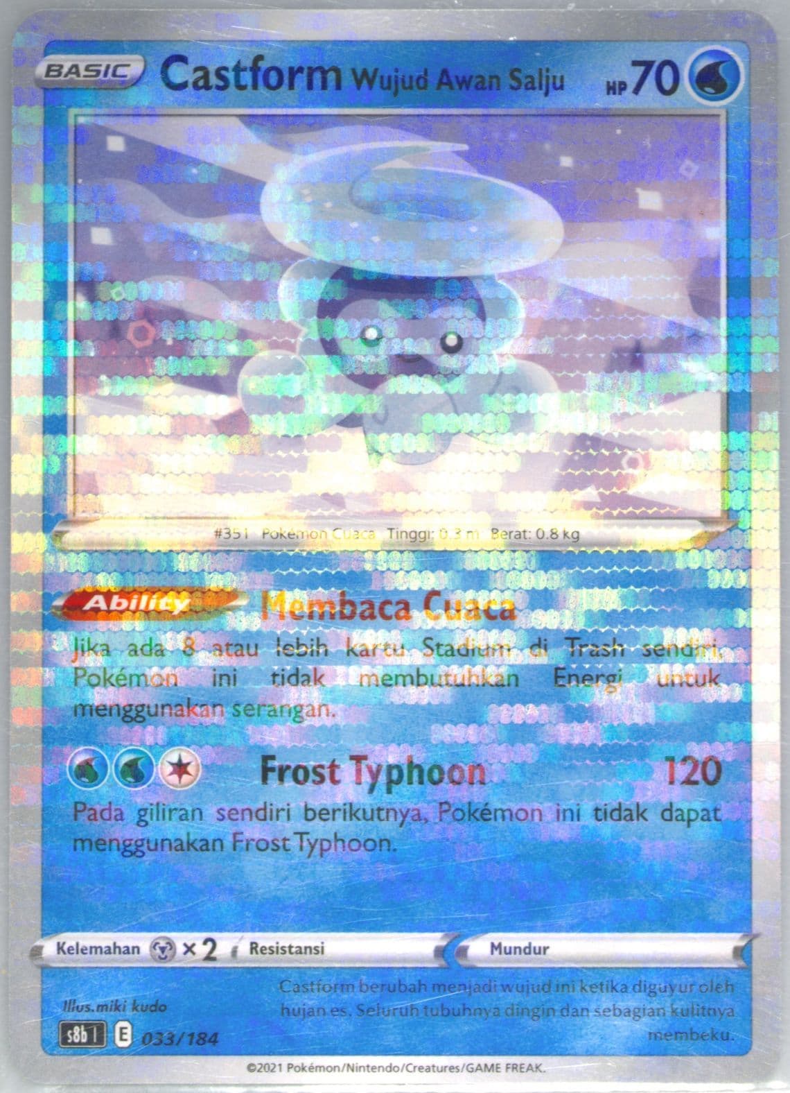 Castform Snowy Form-Reverse Foil (033) 2022 Pokemon Indonesian Sword & Shield Vmax Climax