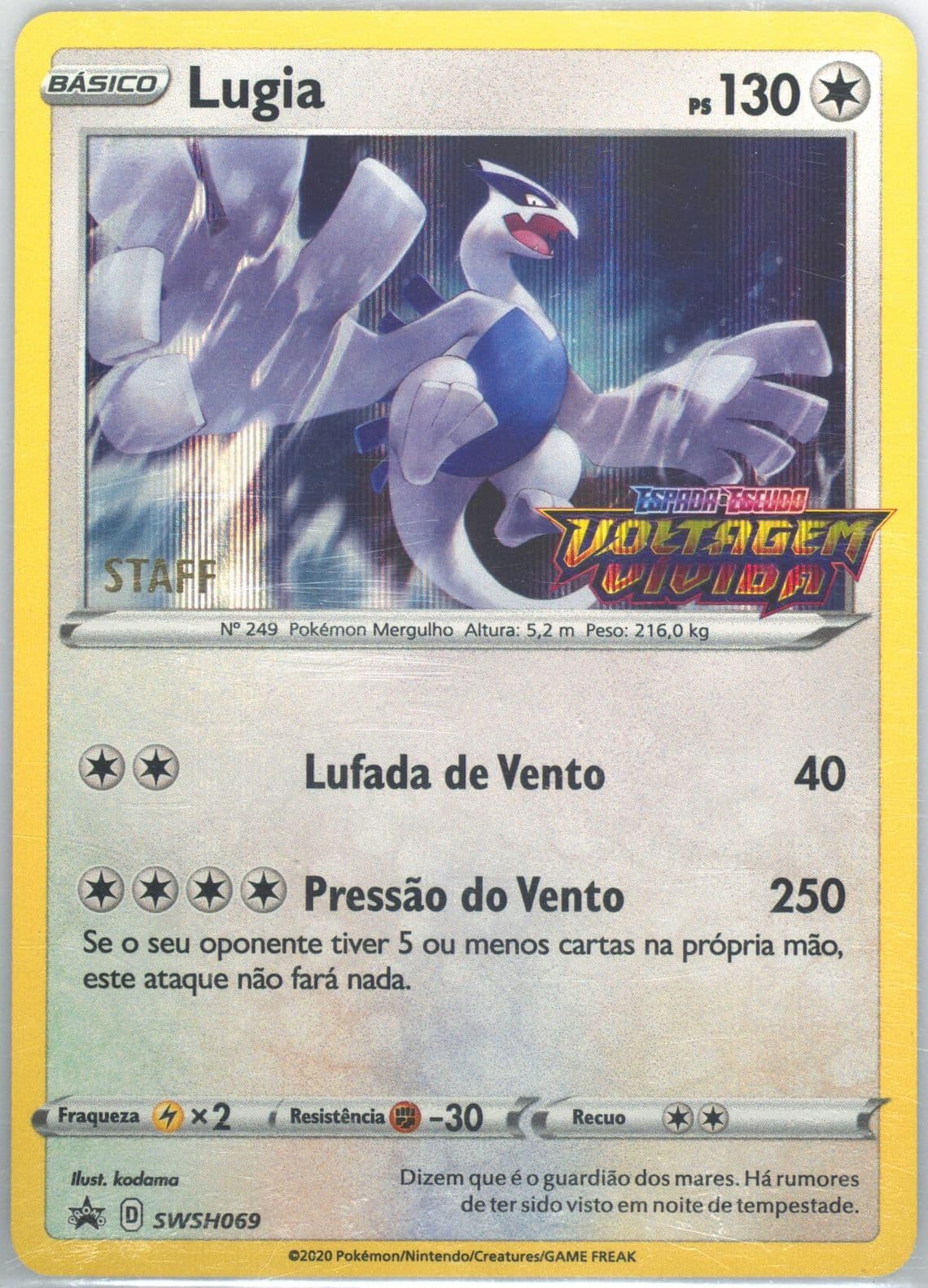 Lugia-Holo Prerelease-Staff-Portuguese (069) 2020 Pokemon Swsh Black Star Promo