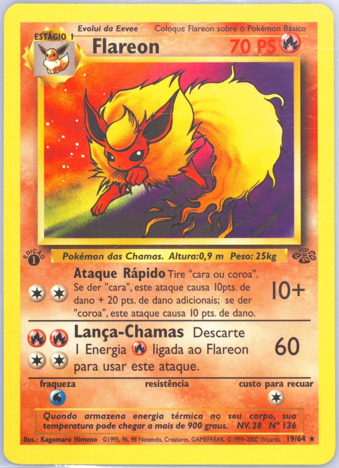 Flareon 1st Edition (19) 2000 Pokemon Portuguese Jungle