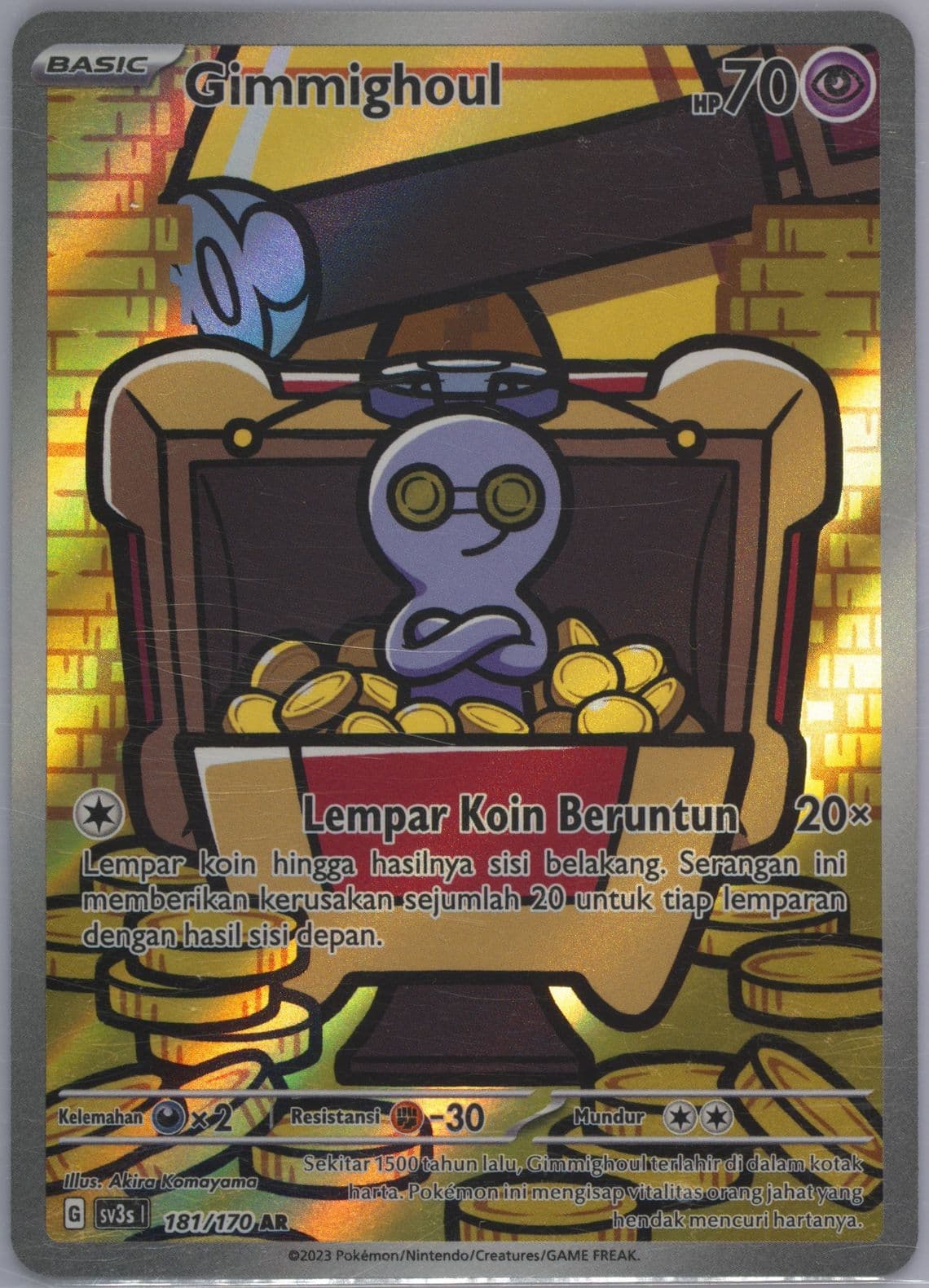 Gimmighoul Art Rare (181) 2023 Pokemon Indonesian Sv3s I-Black Shine