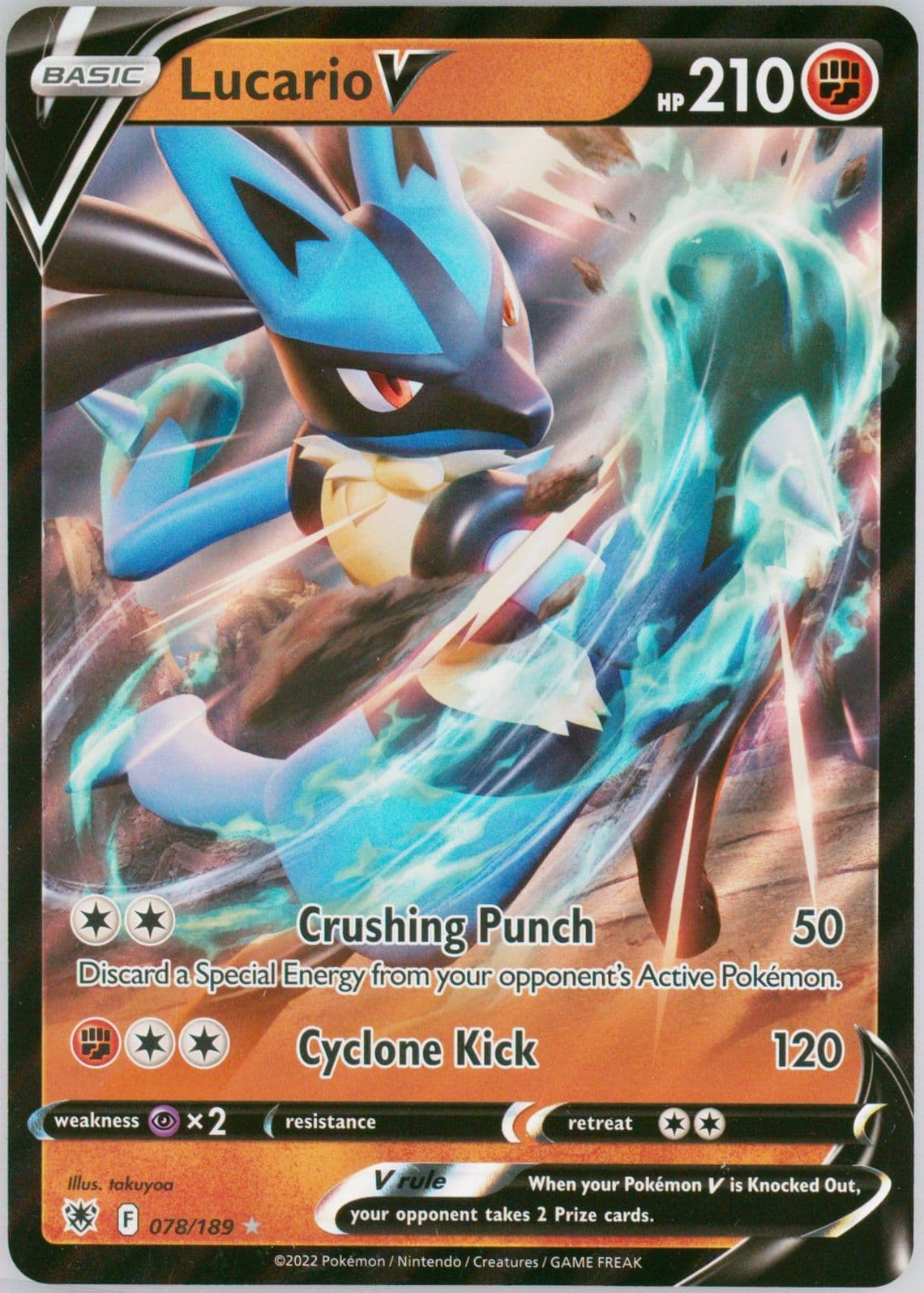 Lucario V Jumbo (078) 2023 Pokemon Sword & Shield Lucario V & Tyranitar V Heavy Hitters Premium Collection