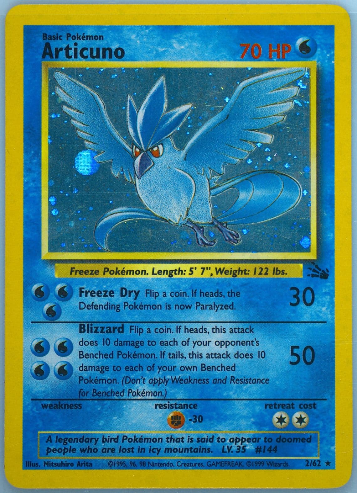 Articuno-Holo Cosmos (2) 1999 Pokemon Fossil
