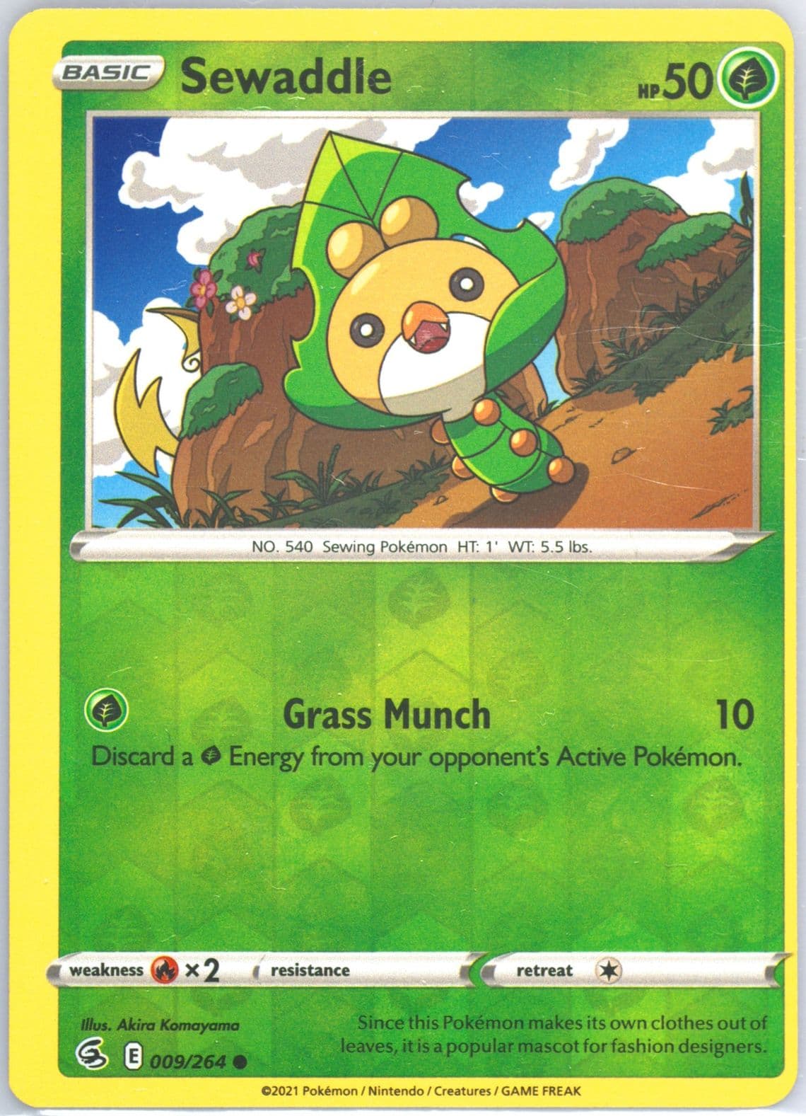 Sewaddle-Reverse Foil (009) 2021 Pokemon Sword & Shield Fusion Strike