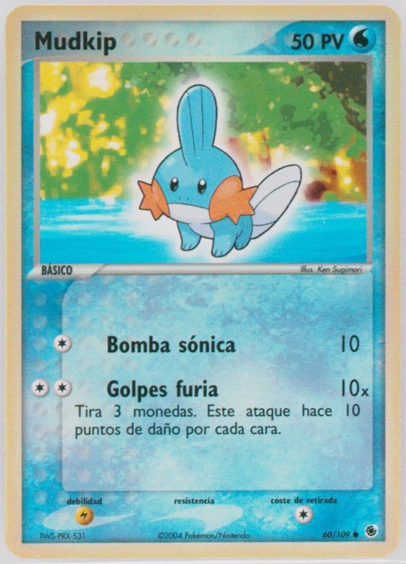 Mudkip-Reverse Foil (60) 2004 Pokemon Spanish EX Ruby & Sapphire