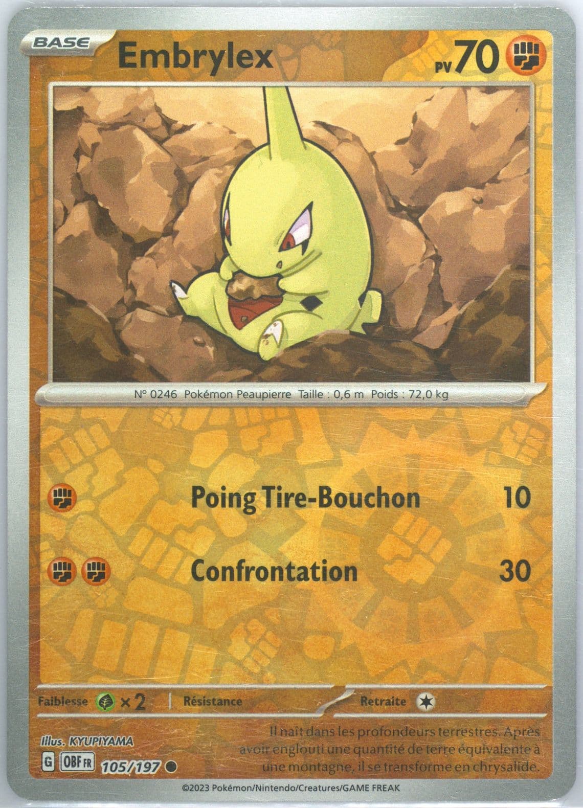 Larvitar Reverse Holo (105) 2023 Pokemon French Obf FR-Obsidian Flames