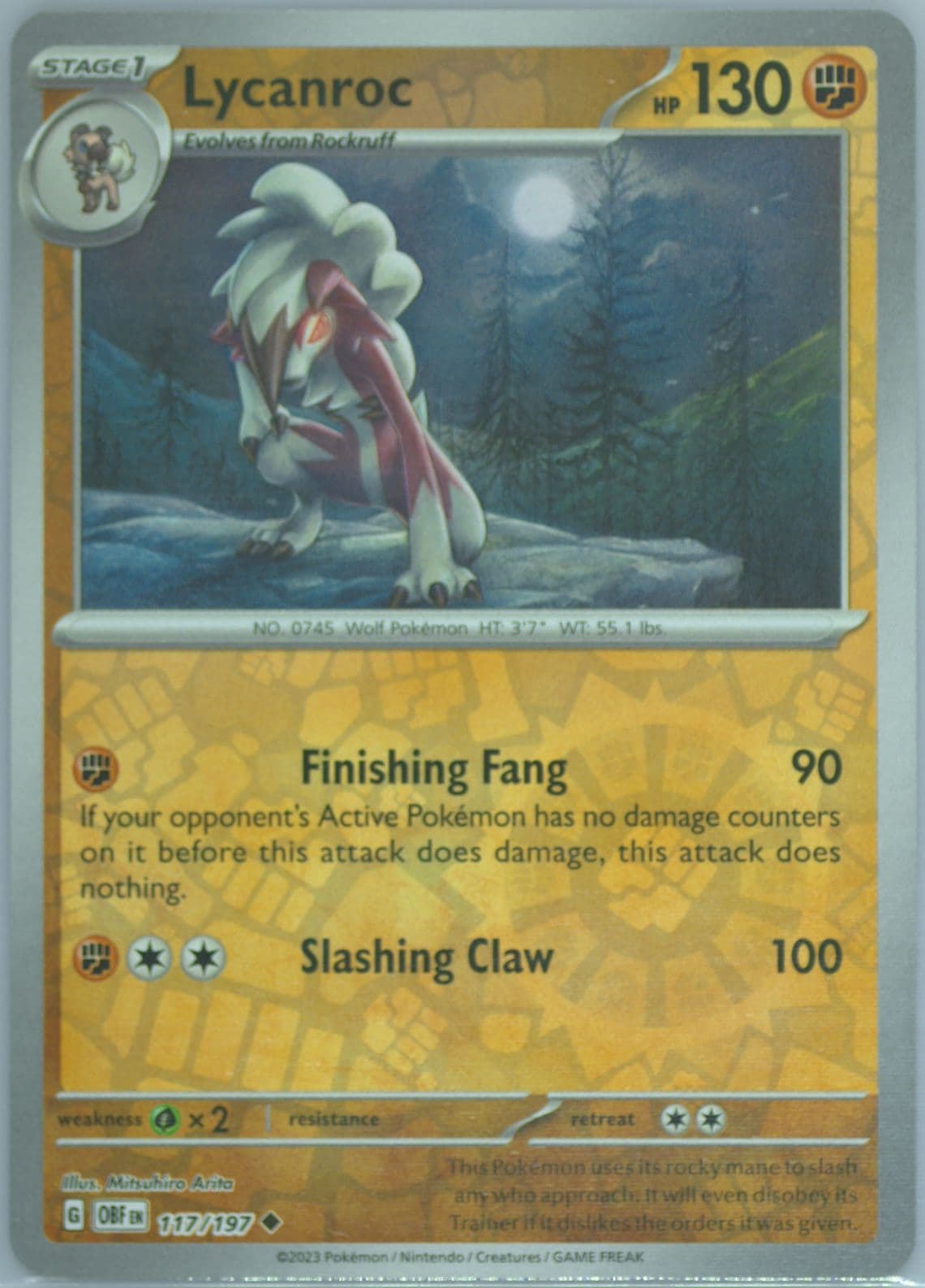 Lycanroc Reverse Holo (117) 2023 Pokemon Obf EN-Obsidian Flames