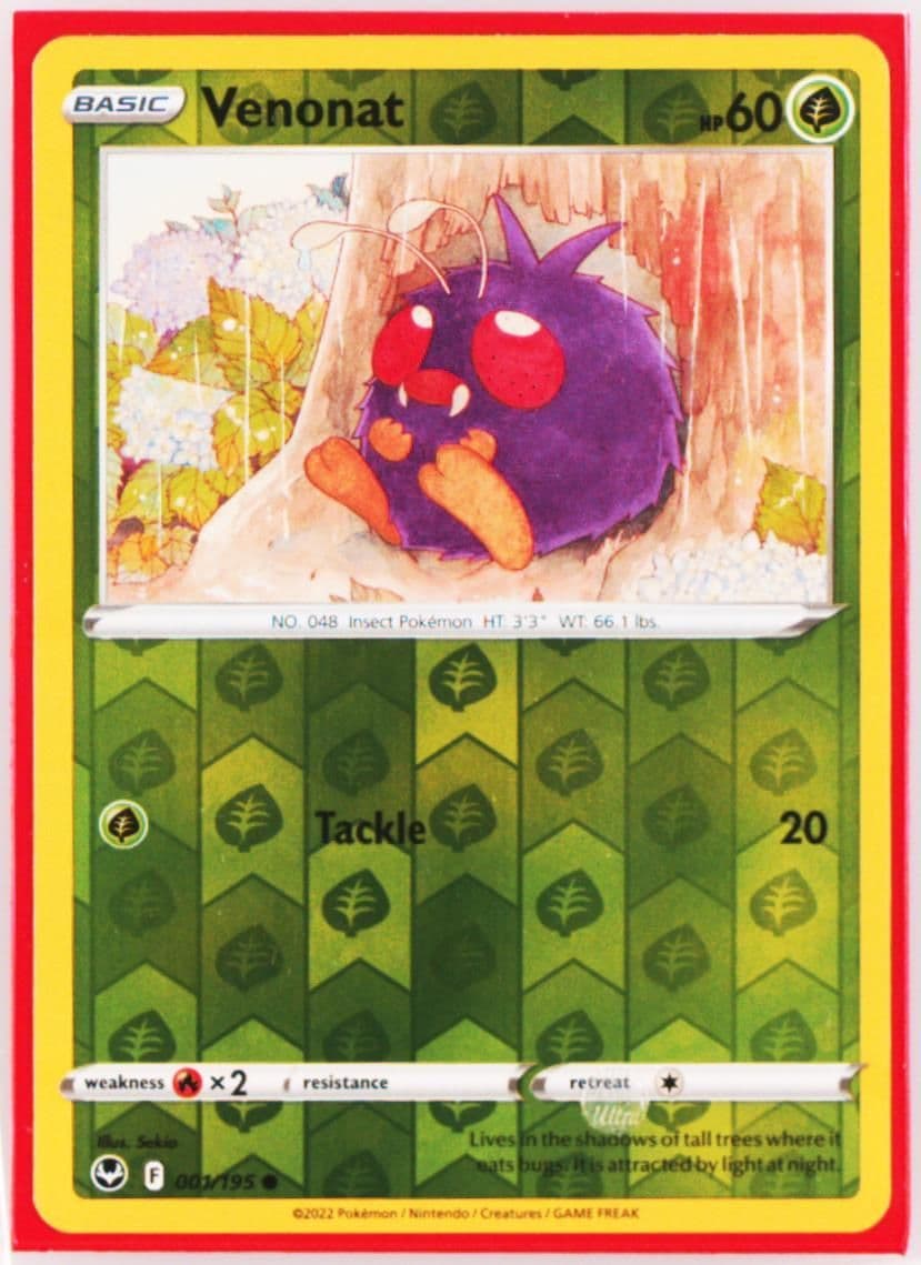 Venonat-Reverse Foil (001) 2022 Pokemon Sword & Shield Silver Tempest