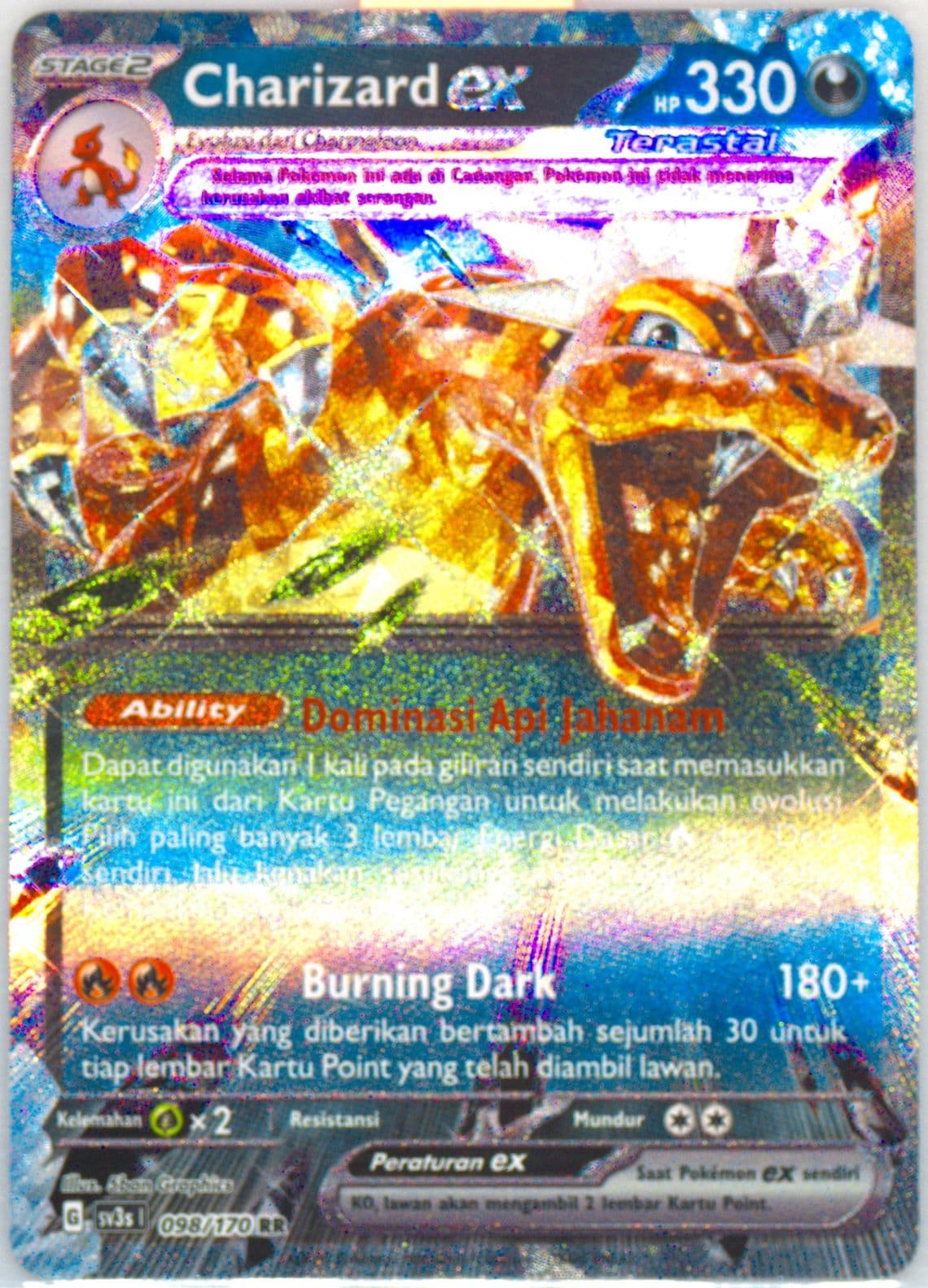 Charizard EX (098) 2023 Pokemon Indonesian Sv3s I-Black Shine