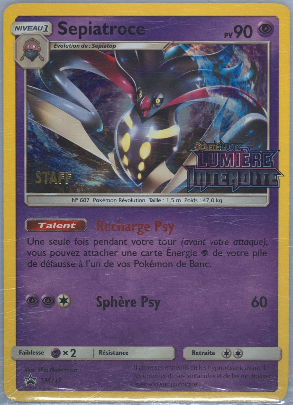 Sepiatroce-Holo Forbidden Light Prerelease-Staff-French (SM117) 2018 Pokemon SM Black Star Promo
