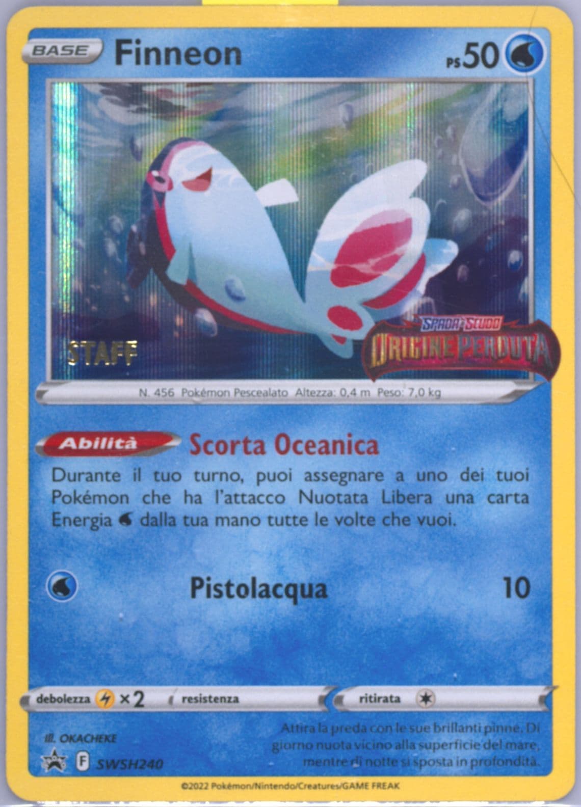 Finneon-Holo Prerelease-Staff-Italian (240) 2023 Pokemon Swsh Black Star Promo