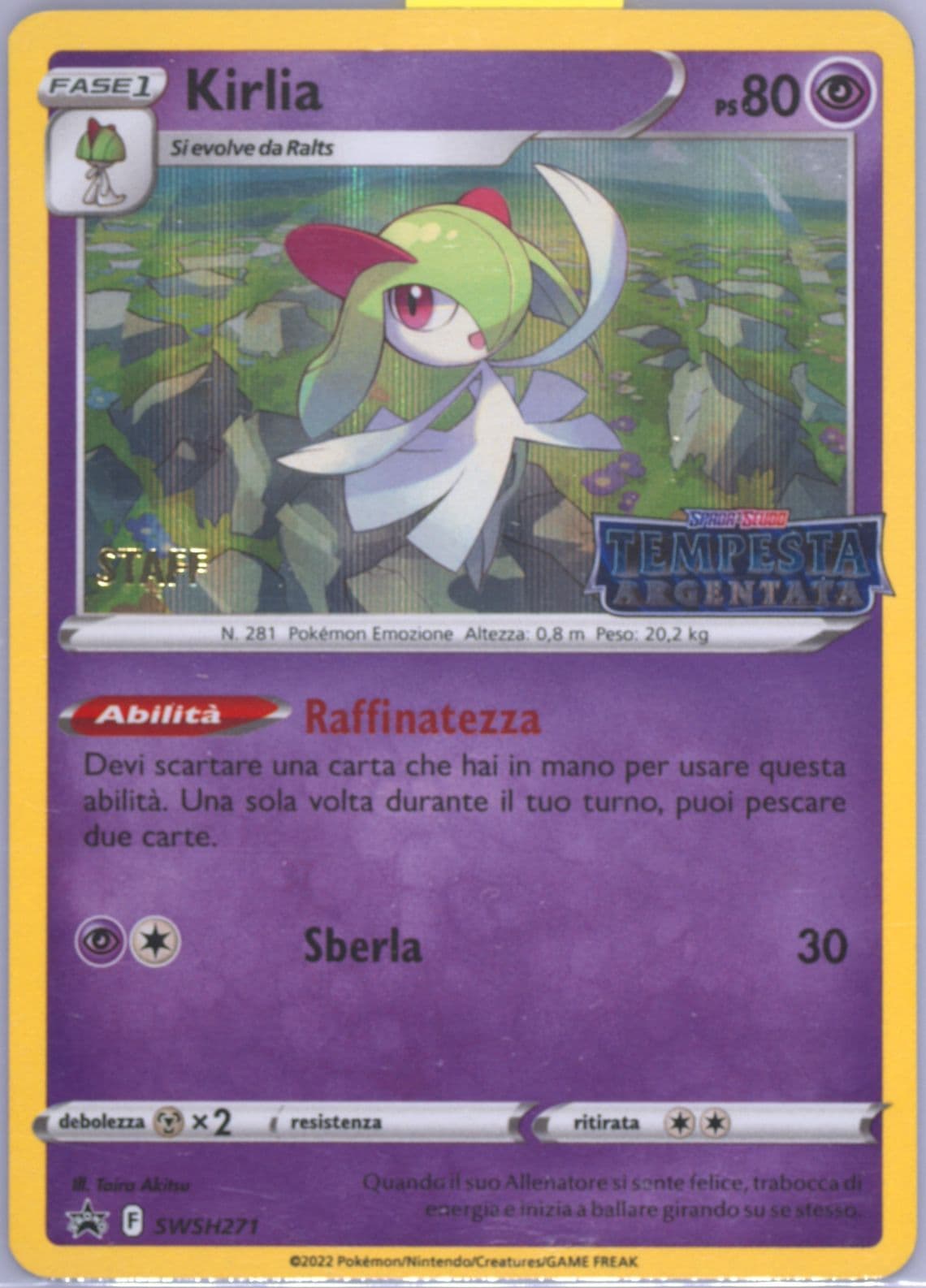 Kirlia-Holo Prerelease-Staff-Italian (271) 2023 Pokemon Swsh Black Star Promo