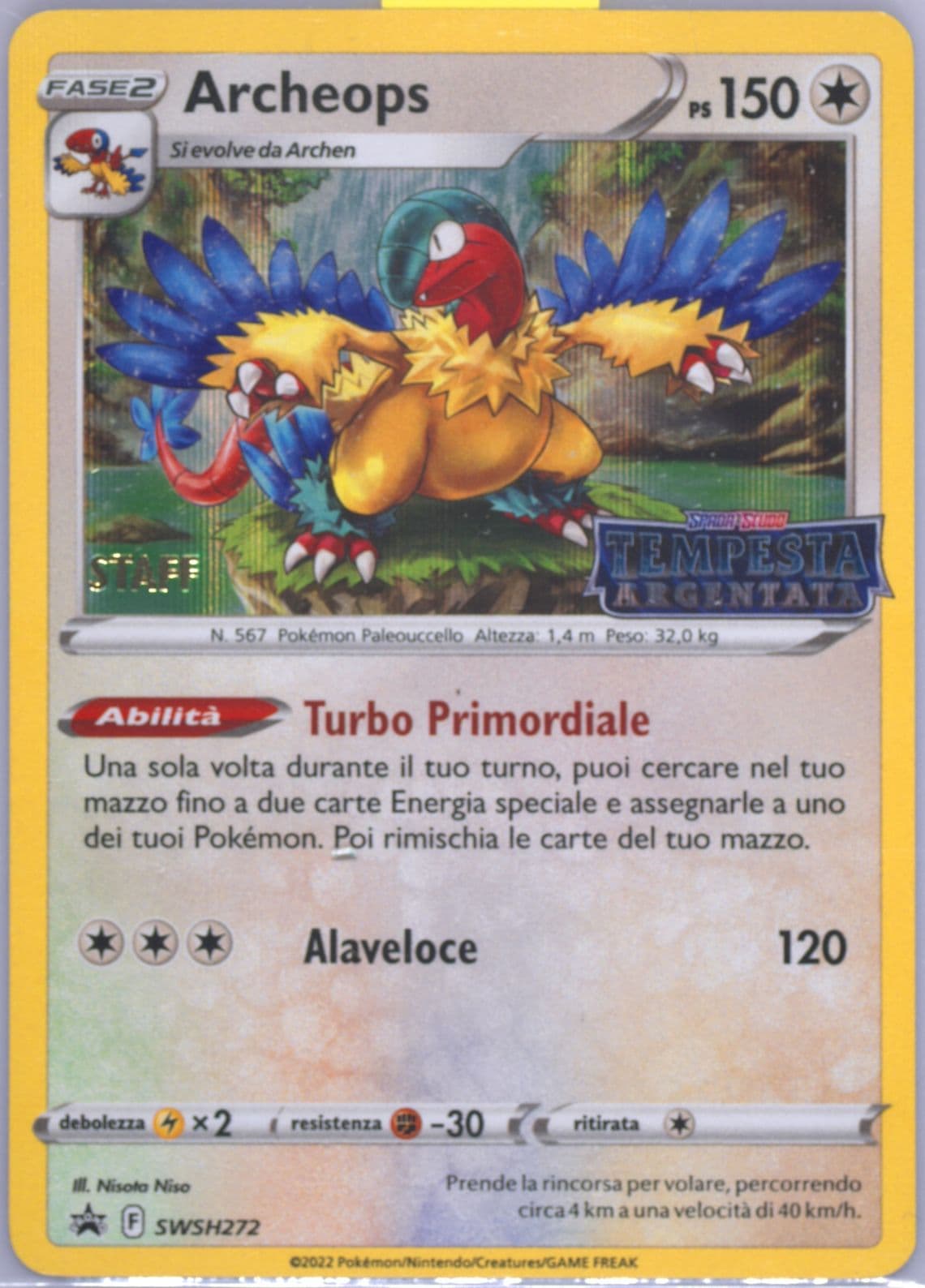 Archeops-Holo Prerelease-Staff-Italian (272) 2023 Pokemon Swsh Black Star Promo