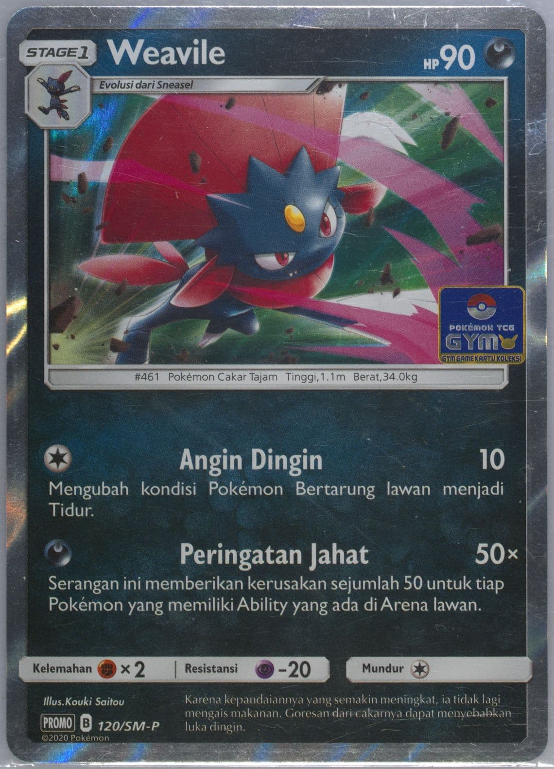 Weavile Pokemon Gym Prize (120) 2020 Pokemon Indonesian SM Promo