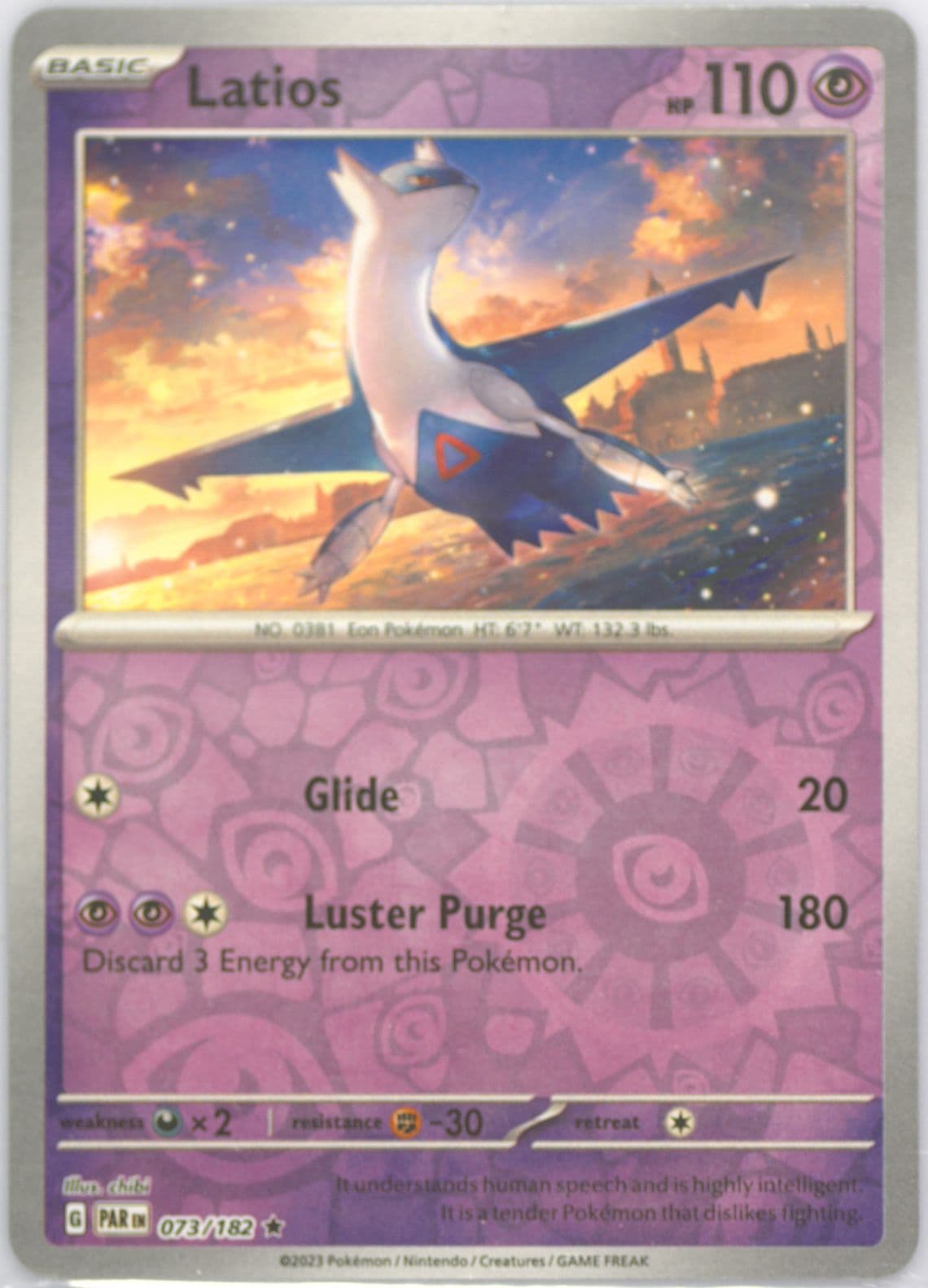 Latios Reverse Holo (073) 2023 Pokemon Par EN-Paradox Rift