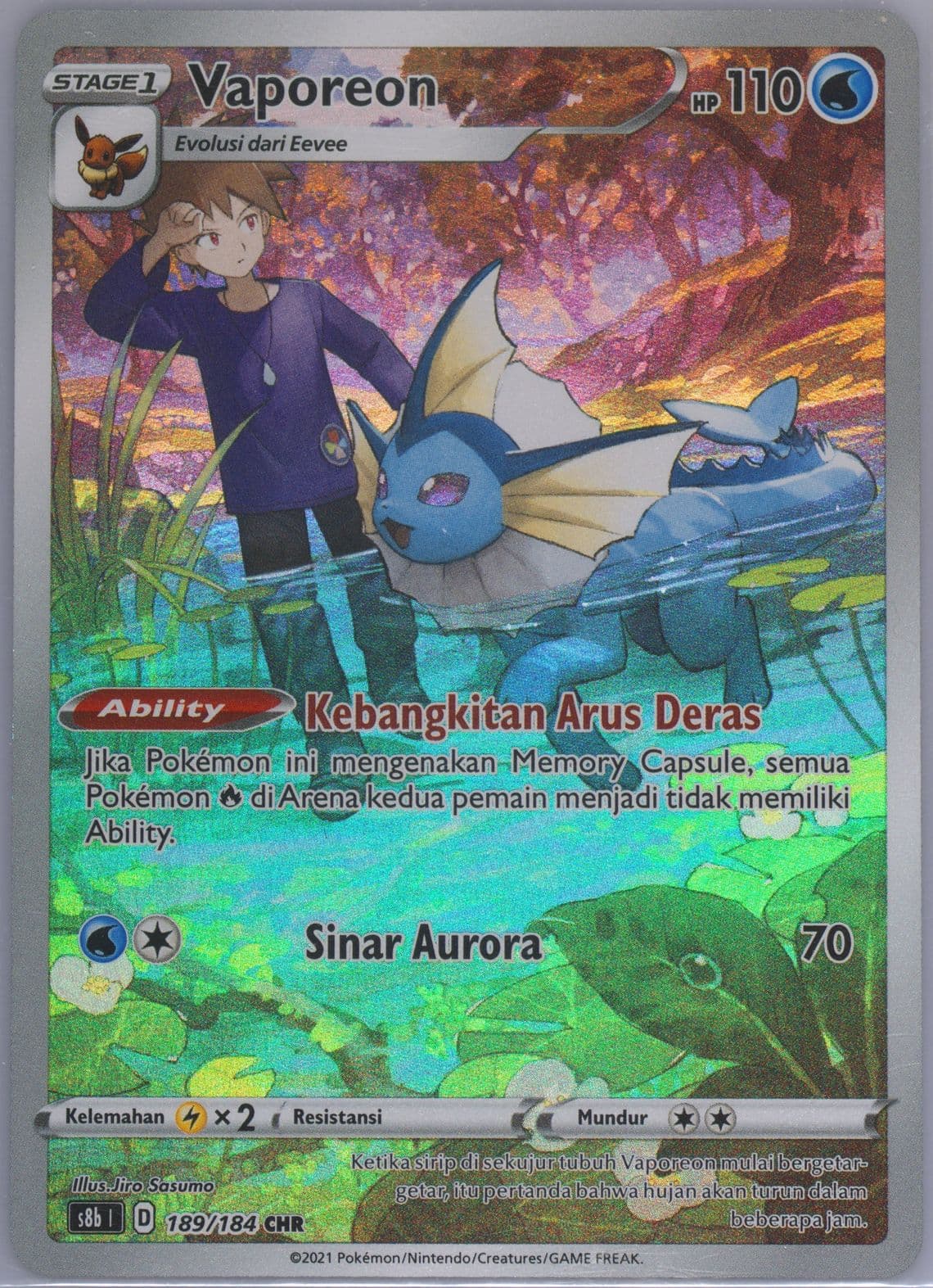 Full Art/Vaporeon (189) 2022 Pokemon Indonesian Sword & Shield Vmax Climax