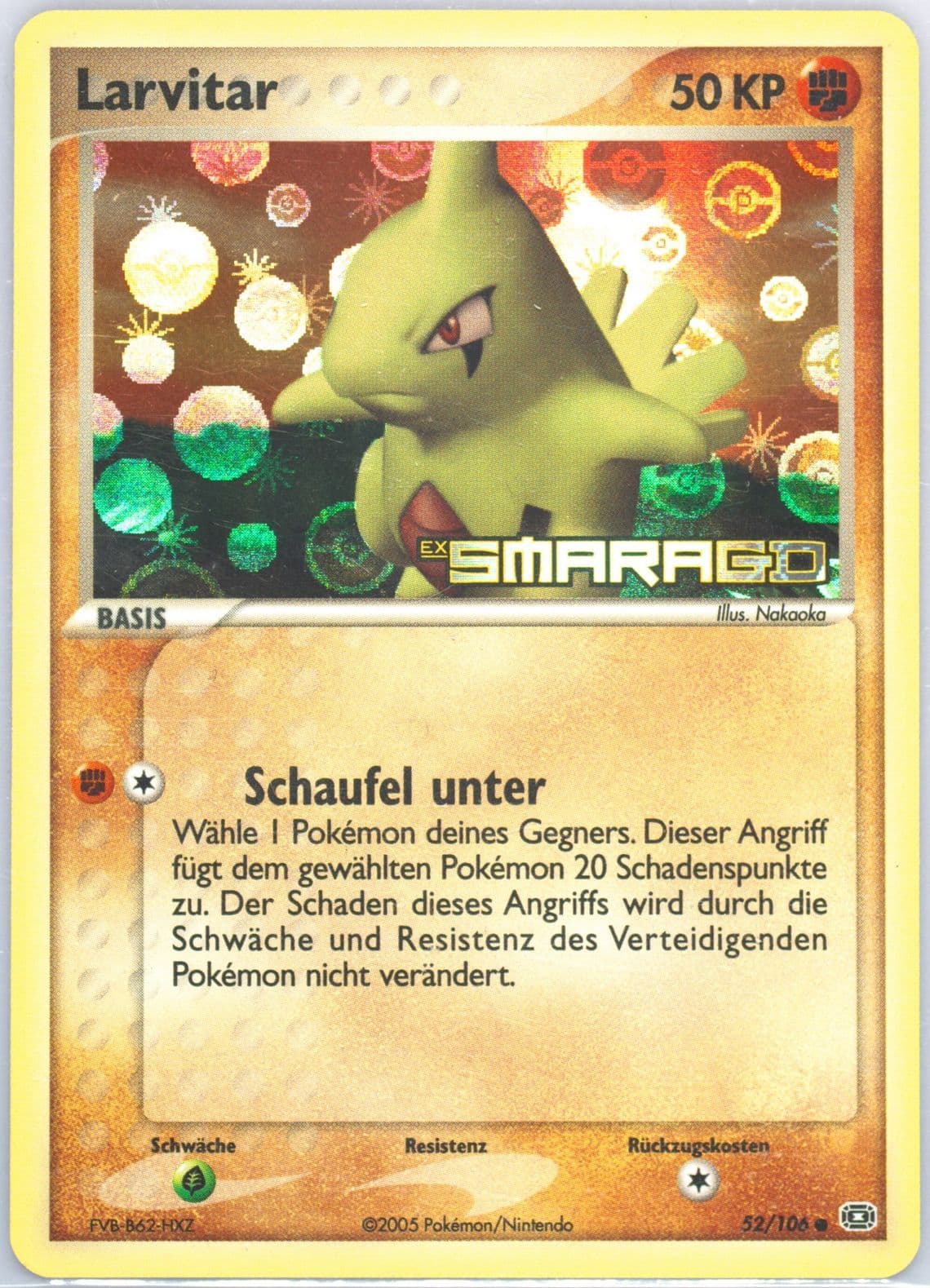 Larvitar-Reverse Foil German (52) 2005 Pokemon EX Emerald