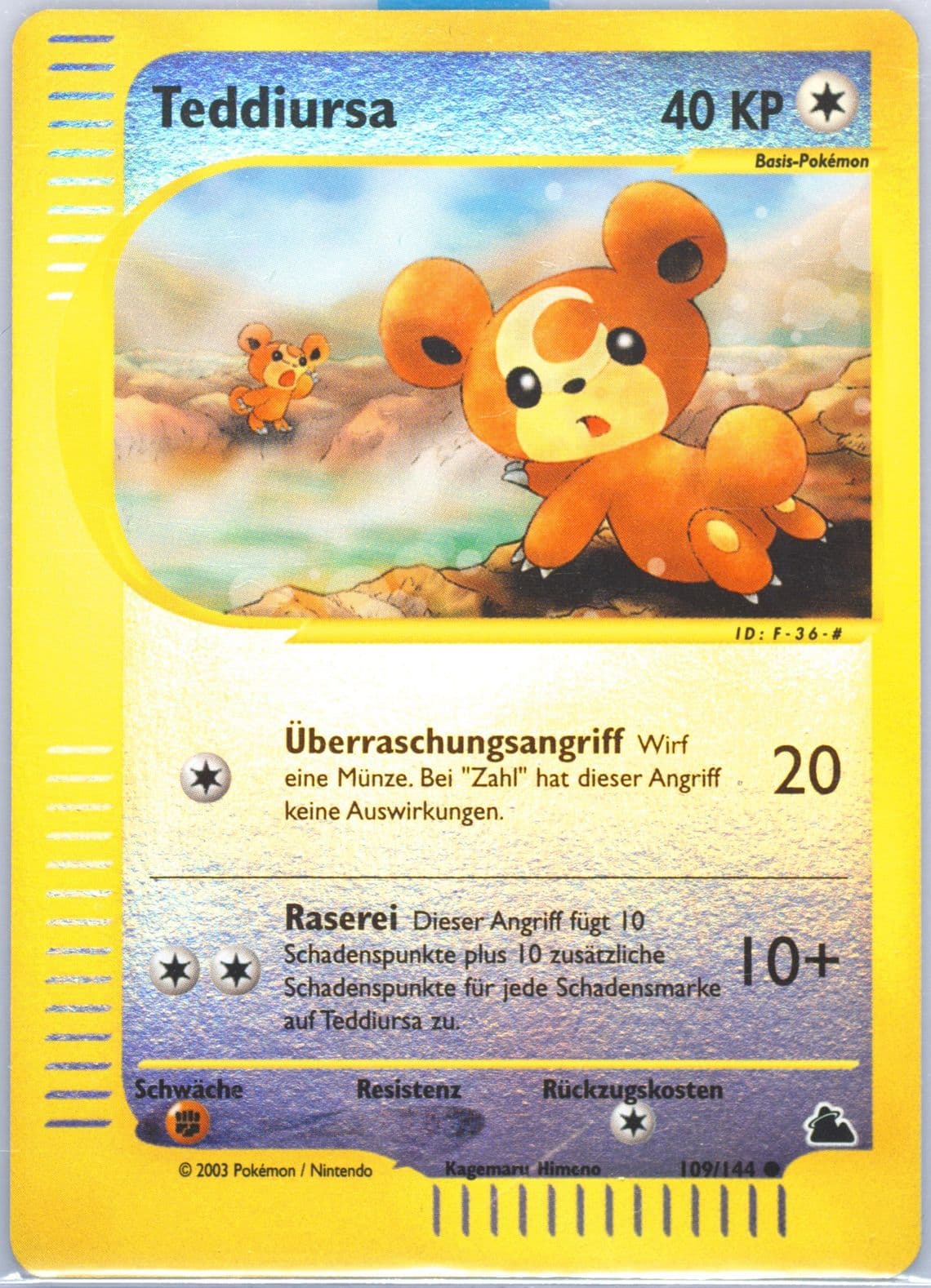 Teddiursa-Reverse Foil German (109) 2003 Pokemon Skyridge