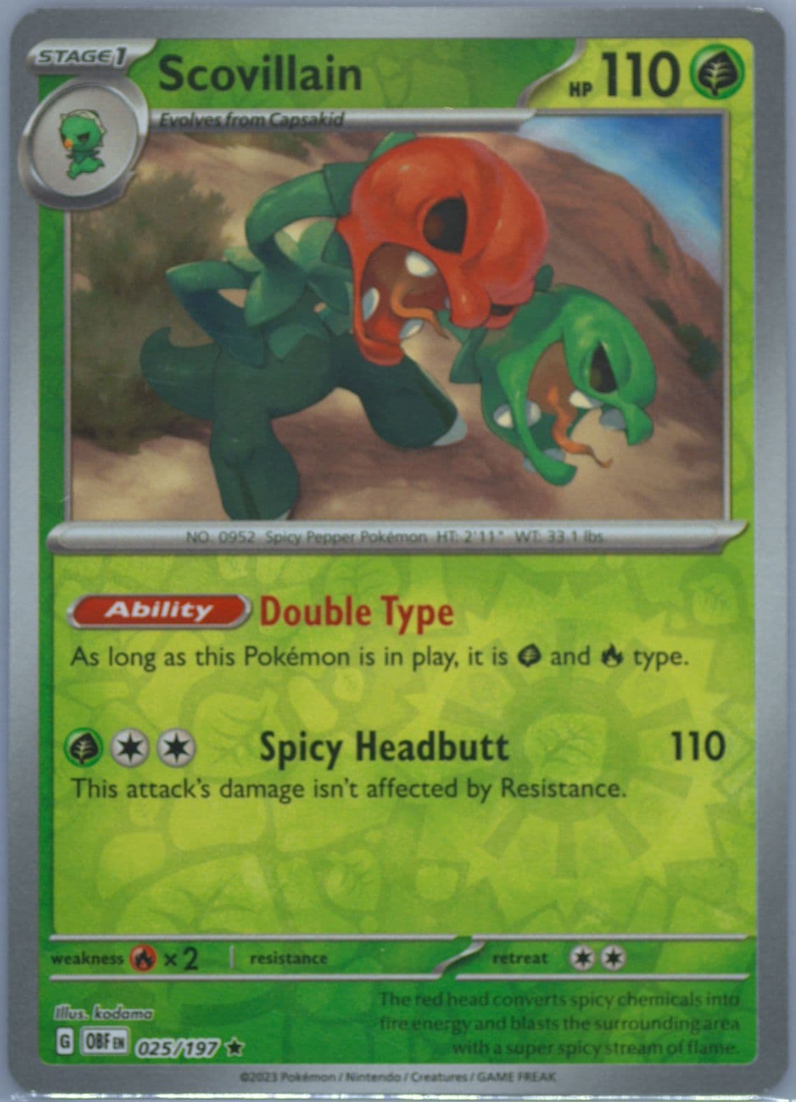 Scovillain Reverse Holo (025) 2023 Pokemon Obf EN-Obsidian Flames