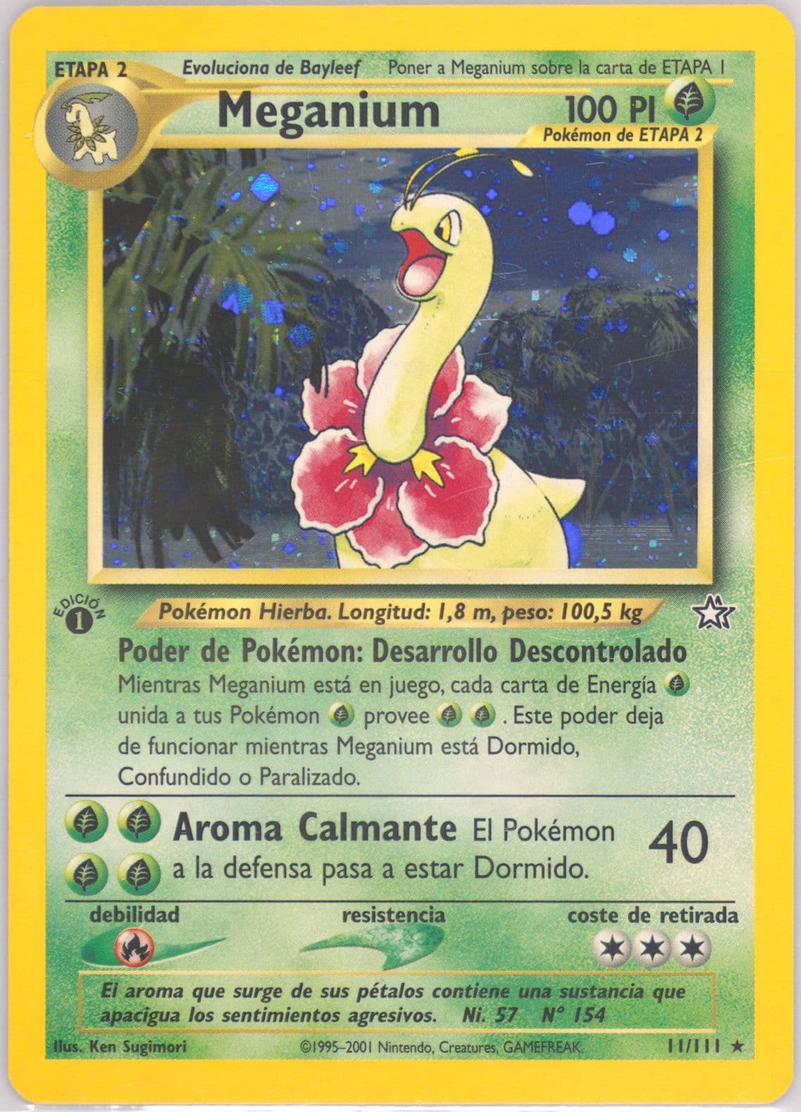 Meganium-Holo 1st Edition (11) 2001 Pokemon Spanish Neo Genesis