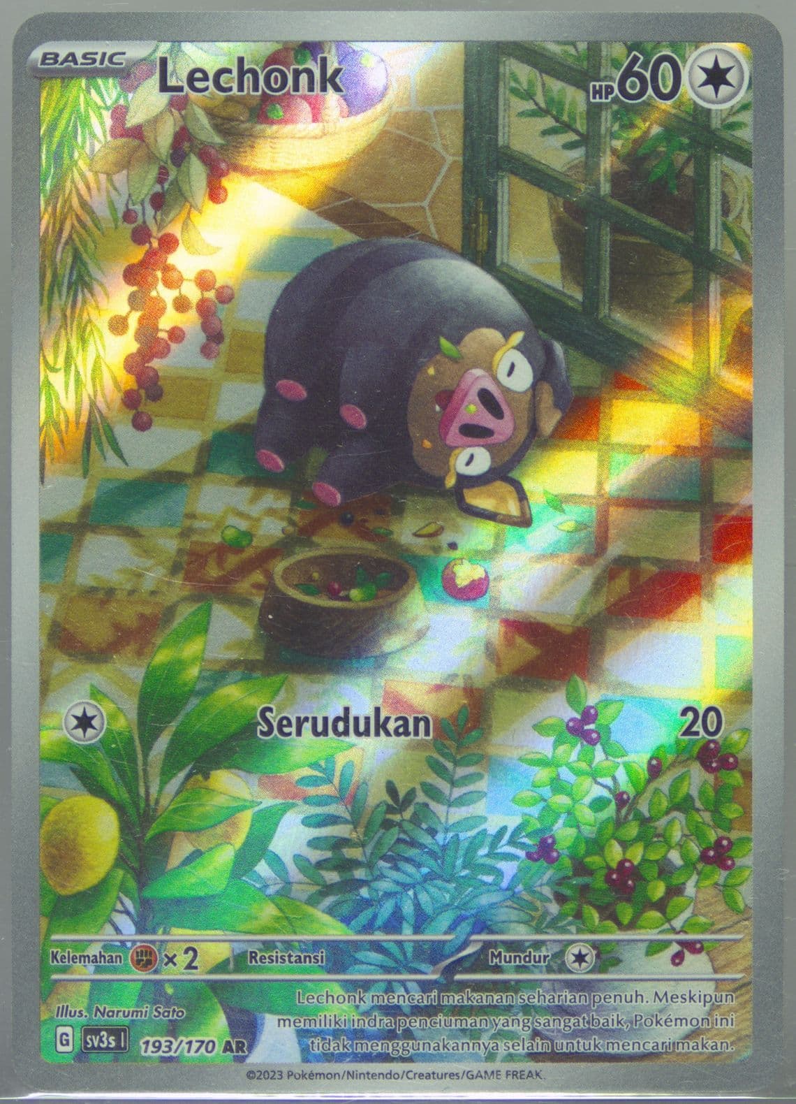 Lechonk Art Rare (193) 2023 Pokemon Indonesian Sv3s I-Black Shine
