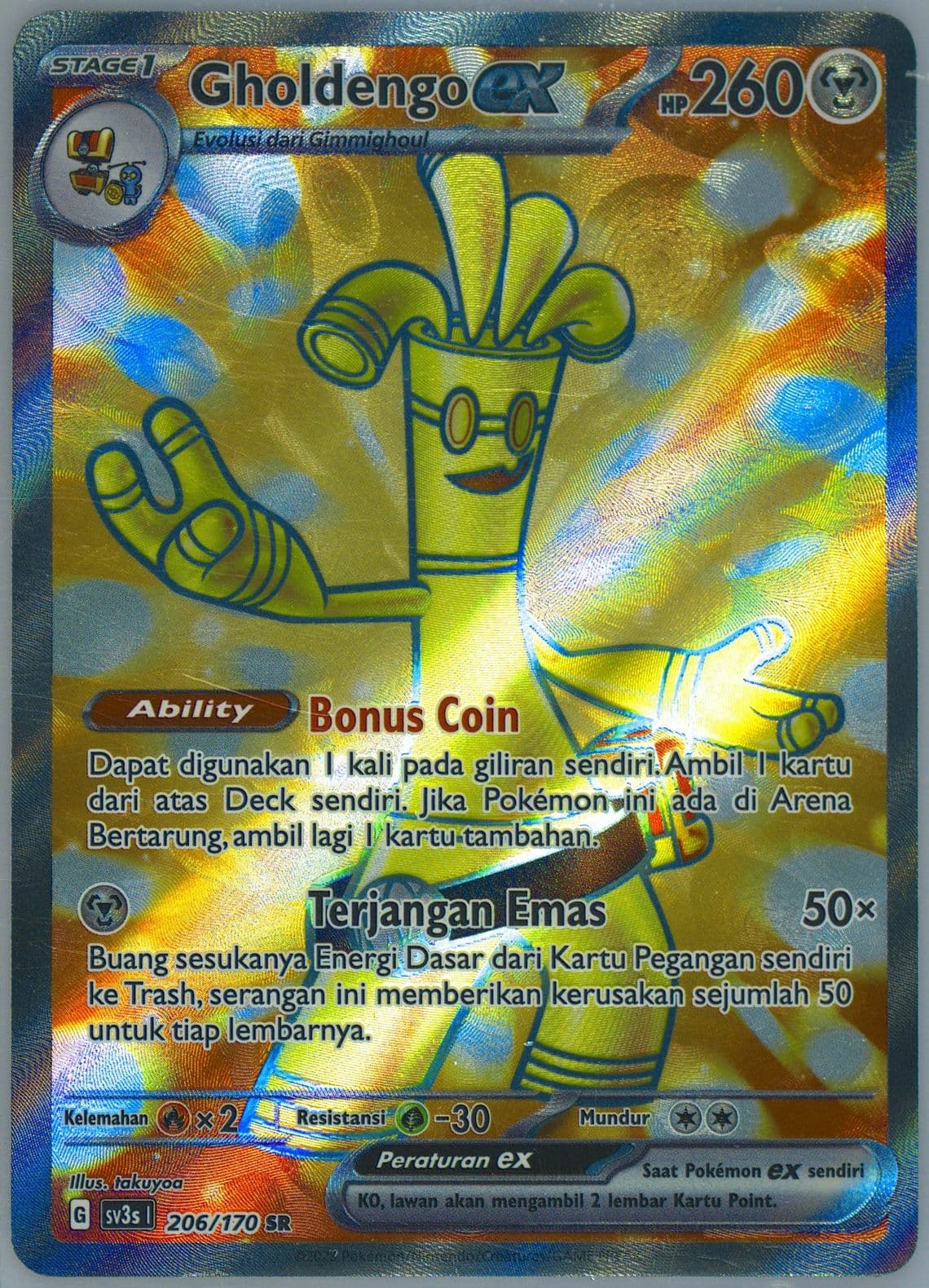 Gholdengo EX Super Rare (206) 2023 Pokemon Indonesian Sv3s I-Black Shine